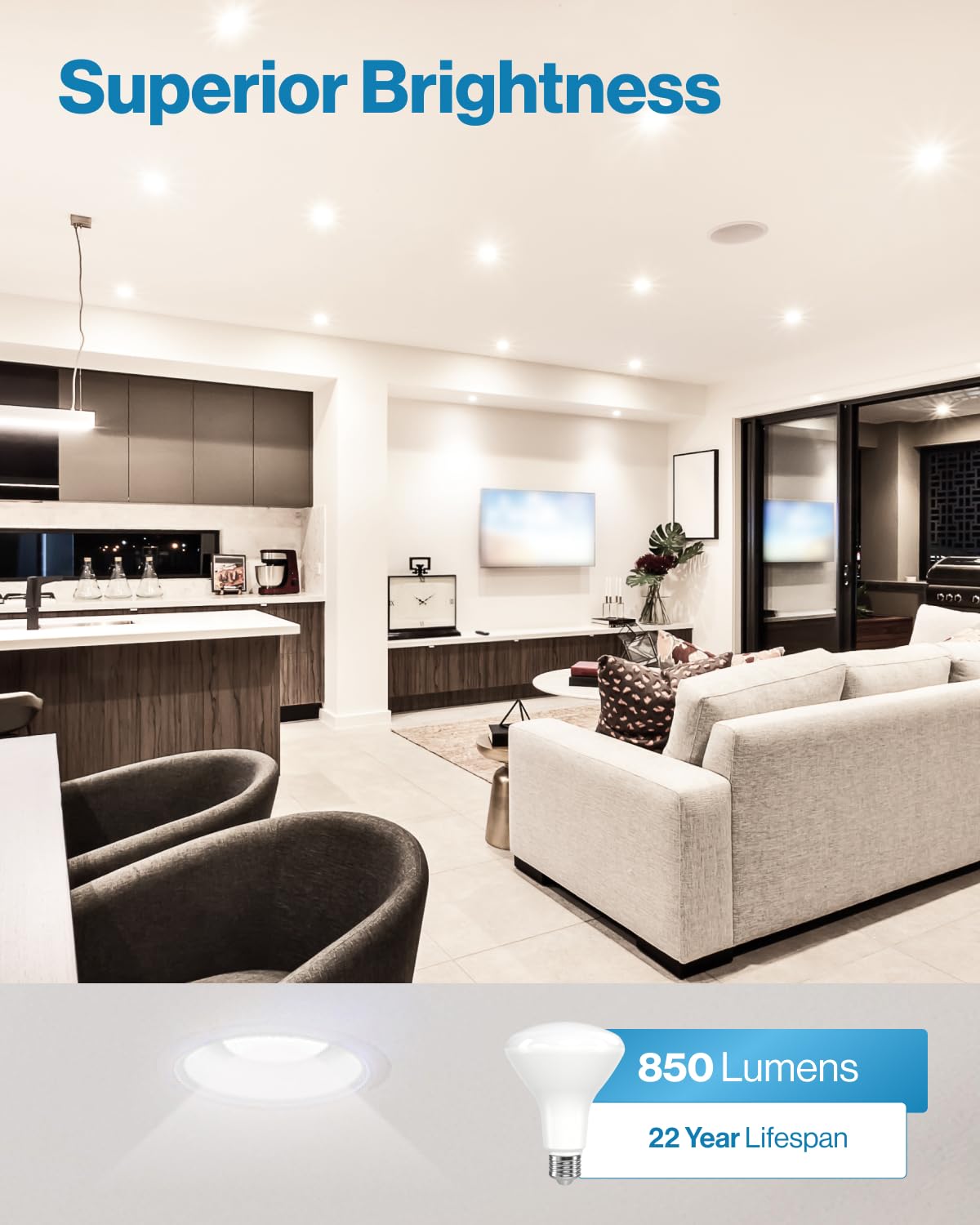 Sunco 6 Pack BR30 Light Bulb LED Recessed Can Light Bulbs, Indoor Flood Light Bulb 850 LM, 11W (65W Equivalent), 3000K Warm White, Dimmable, E26 Base, for Home, Kitchen, Bedroom UL