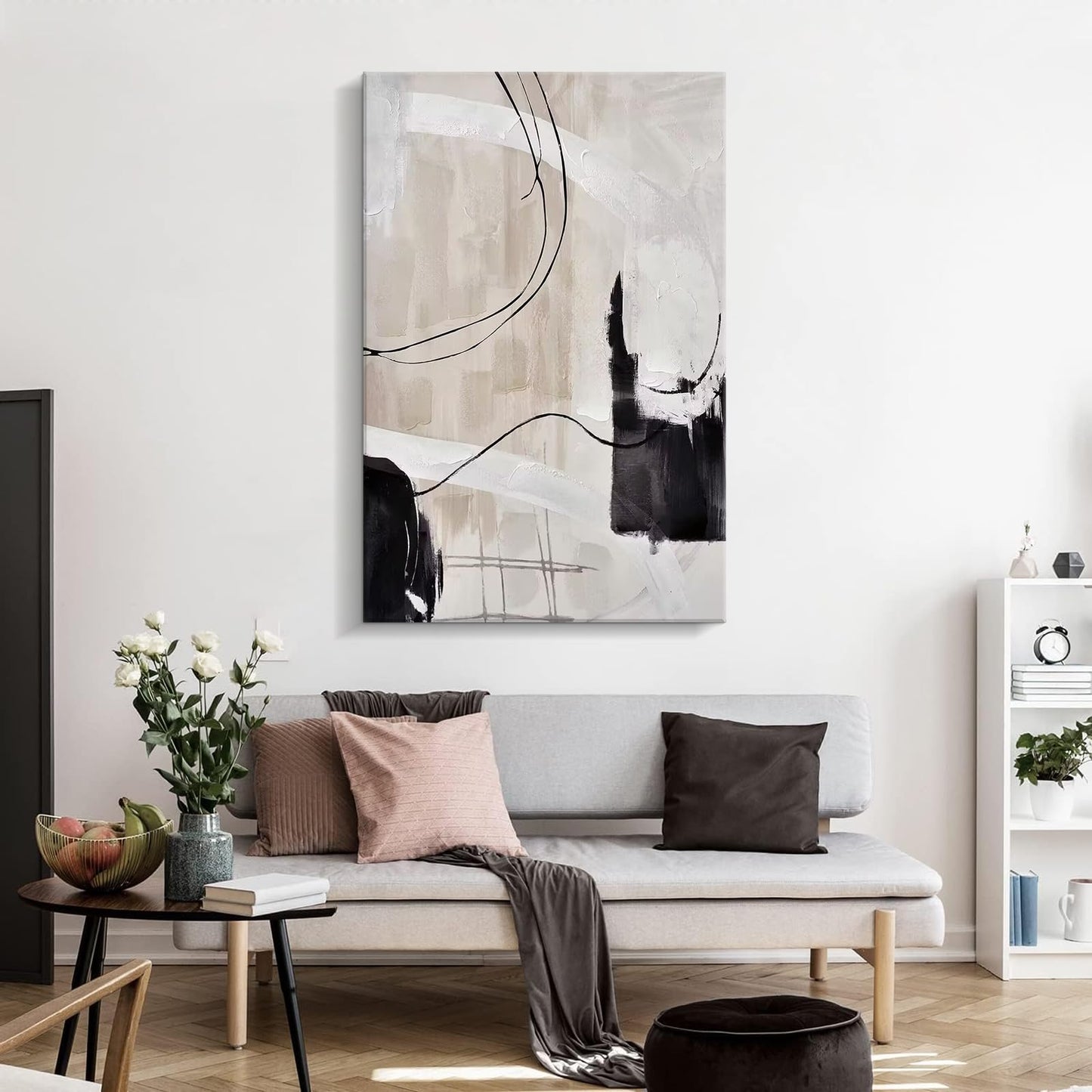 Creoate Abstract Canvas Wall Art, Hand Painted Textured Painting Artwork for Living room, Bedroom 31.5x47.2 Inch