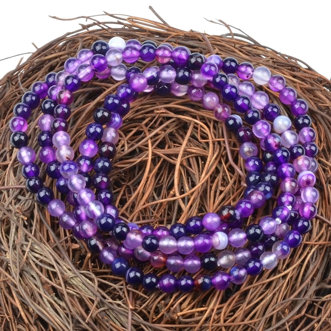 MASSIVE BEADS Stripe Agate - Attraction - Handmade Handmade Yoga Stretch Elastic Bracelet Natural Stone Crystal Healing Power Energy Gifts for Unisex Adult 4mm