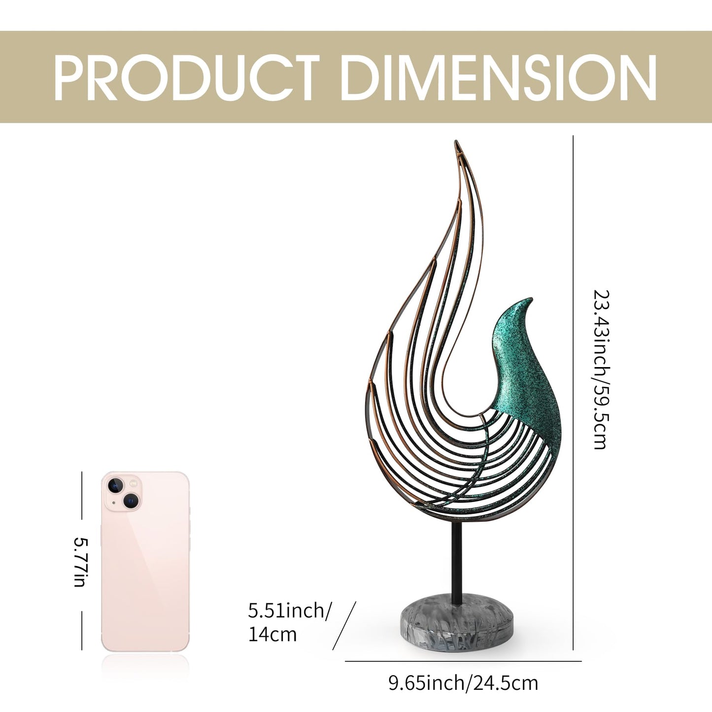 LNXMES Teal Abstract Bird Sculpture, Modern Metal Wireframe Art Decor with Base, Minimalist Home Decor Accent for Living Room Table, Office Desk, Shelf Display