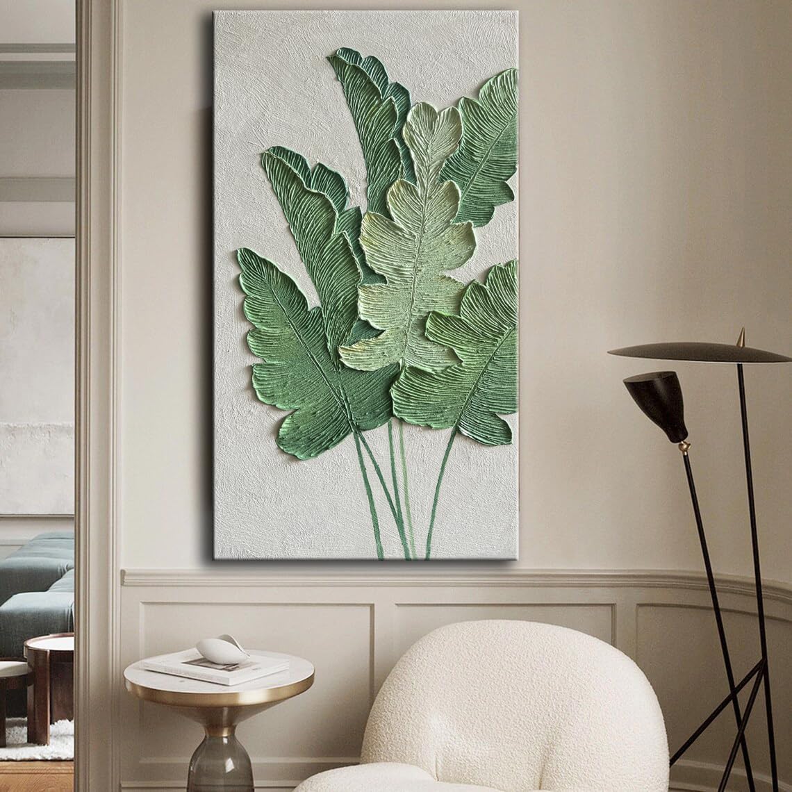YaSheng Art-Canvas Wall Art with 3D Hand Painted Textured Modern Large Oil Painting Contemprary Aesthetic Floral Pictures for Living Room Bedroom DinningDecor (24x48inch, YS171)