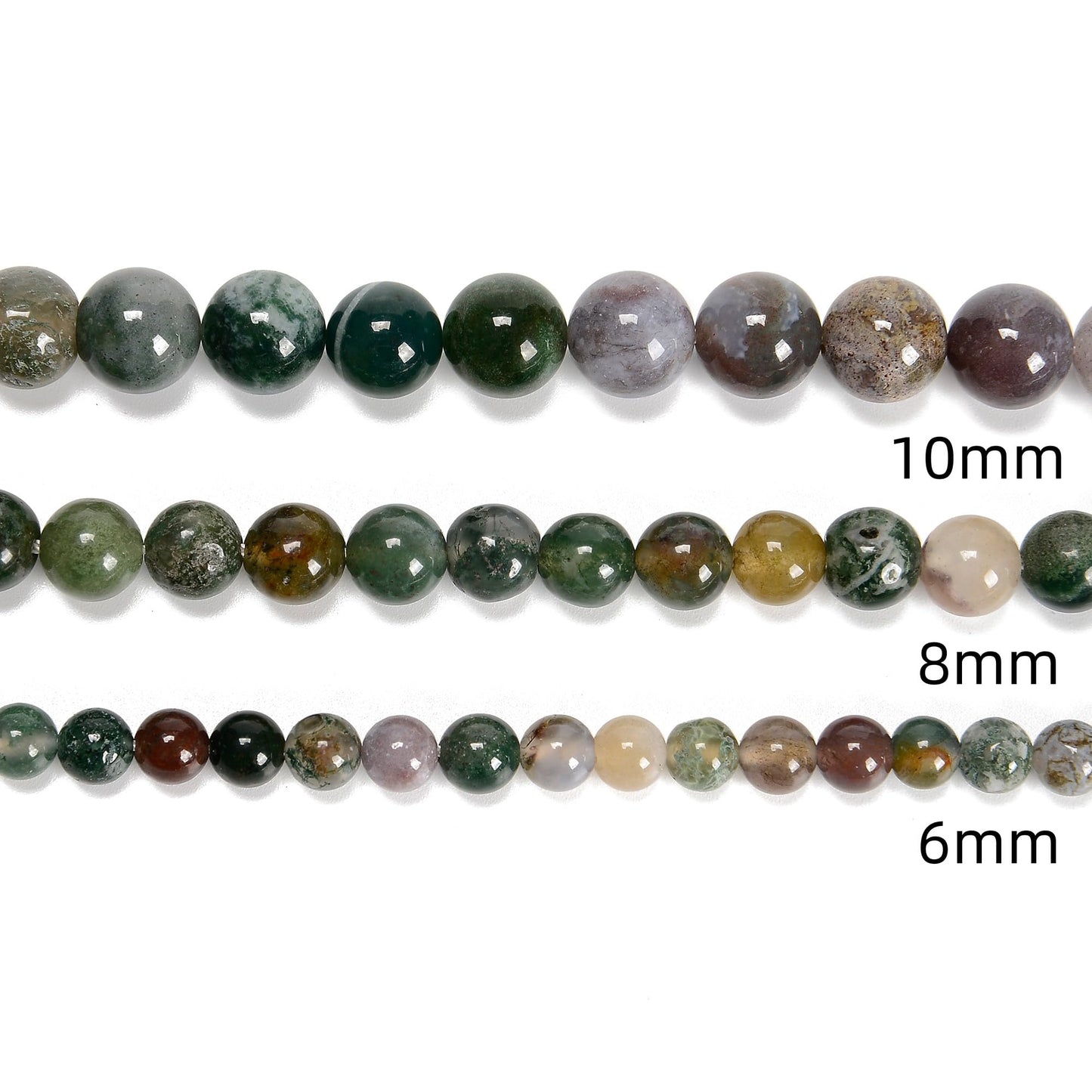 65Pcs India Agate Green 6mm Beads Natural Stone Round Gemstone Genuine Real Stone for DIY Bracelet Jewelry String Making