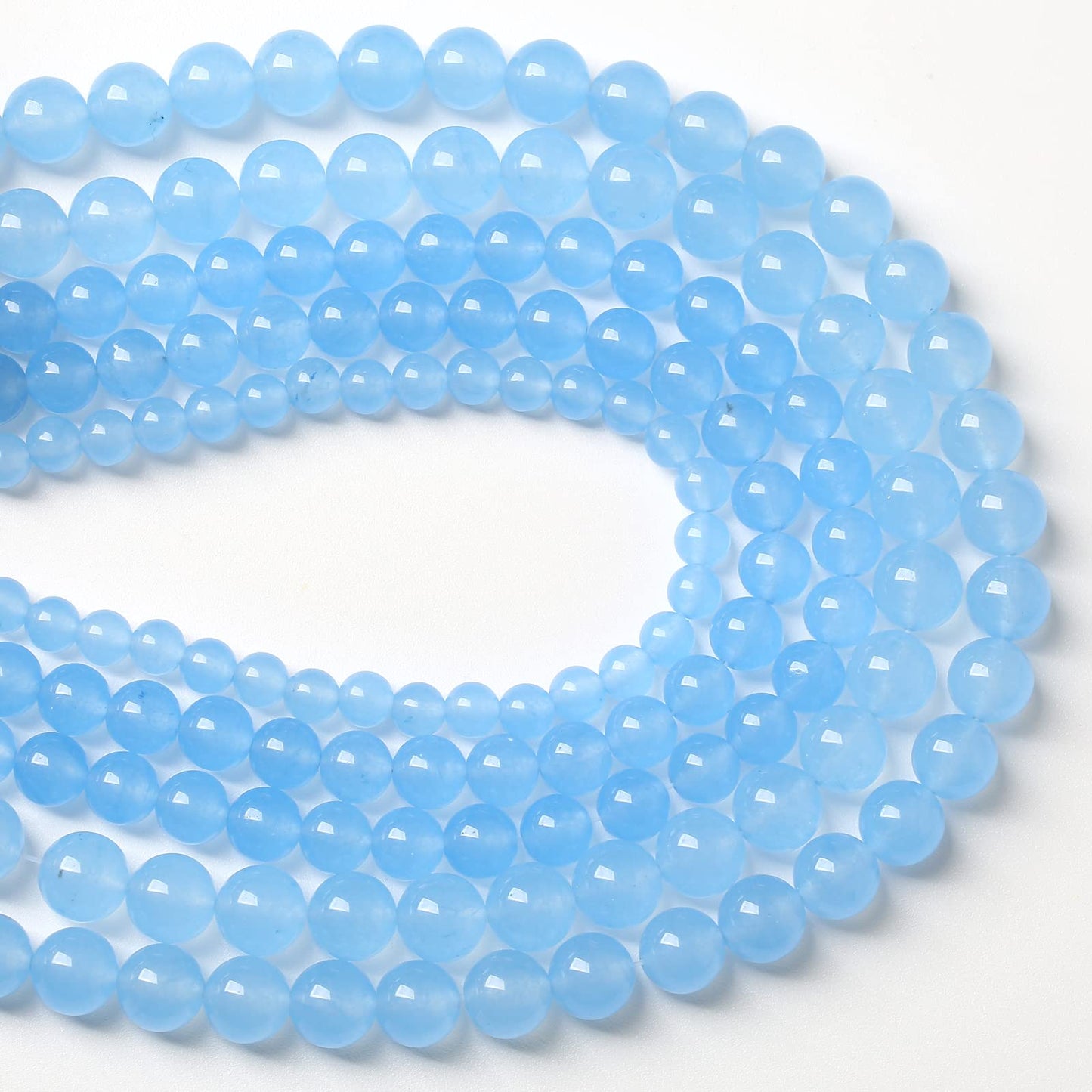 8mm 45pcs Blue Natural Chalcedony Aquamarines Stone Beads for Jewelry Making Round Jades Beads DIY Bracelet Accessories