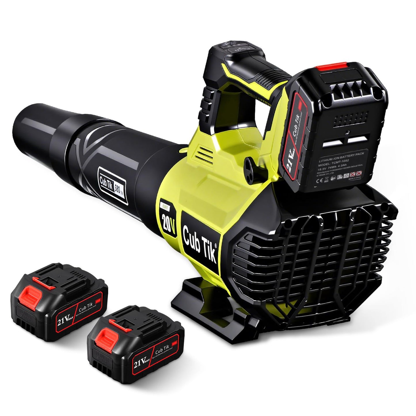Leaf Blower Cordless with 2x4.0AH Batteries and Charger 580CFM 160MPH Electric Leaf Blower 2 Speed Mode Lightweight Battery Powered Leaf Blowers for Lawn Care Patio Garden Yard