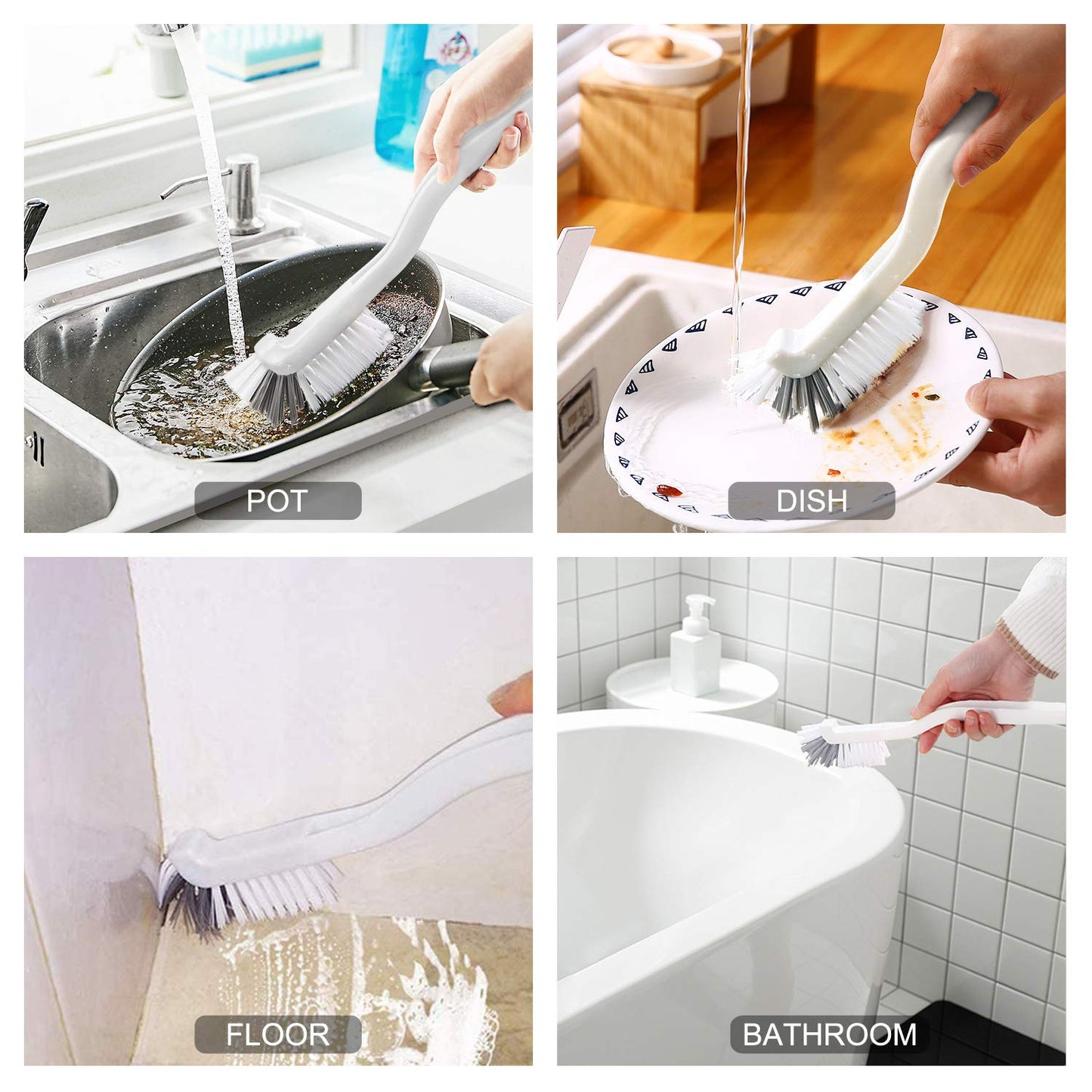SHUNWEI 2 Pcs Cleaning Brush Small Scrub Brush for Cleaning Sink Bathroom Kitchen Edge Corner Grout Household Use with Handle
