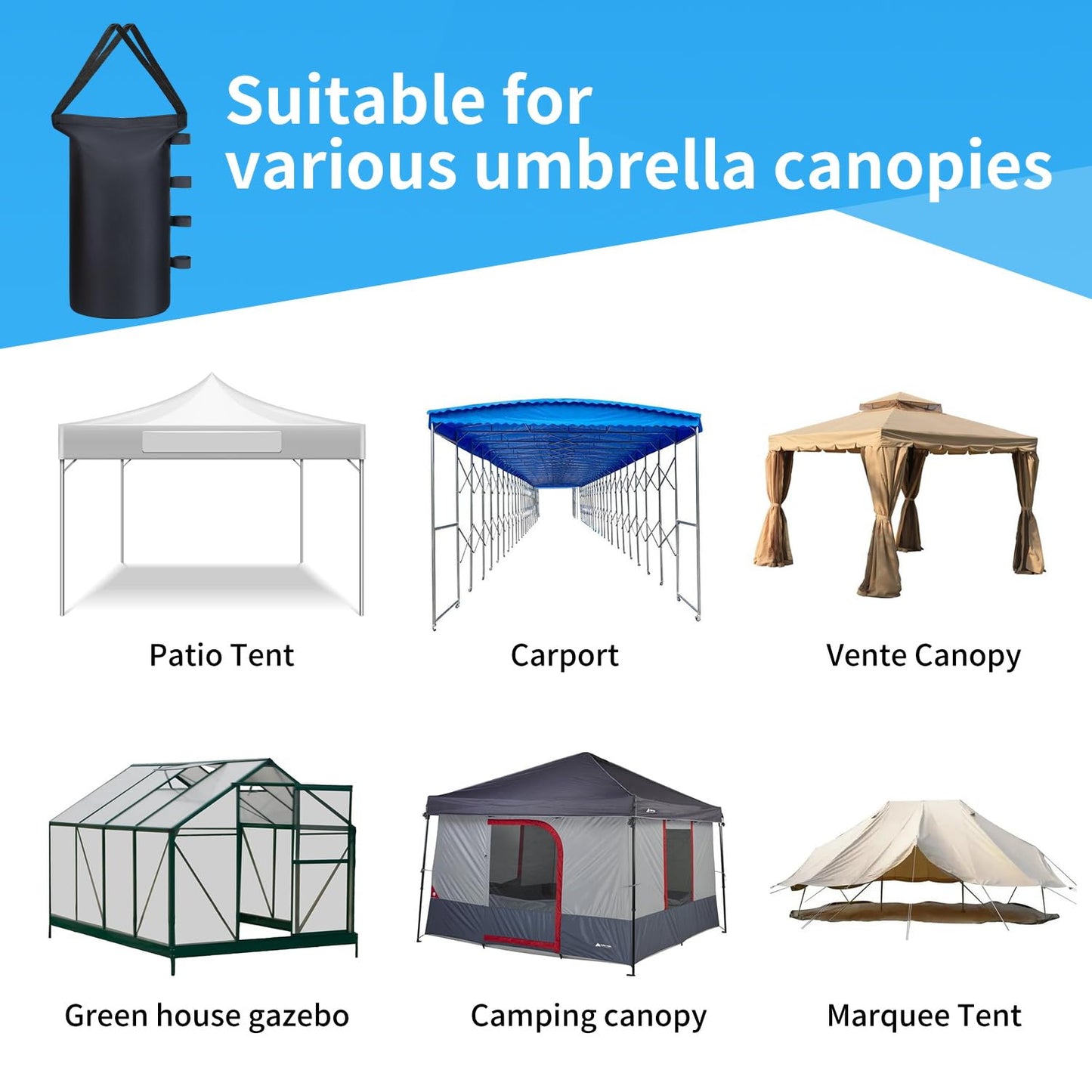Canopy Tent Weights Sand Bags (120 lbs) Set of 4, Heavy Duty 1680D Canopy Weights Sandbags for Instant Outdoor Canopy, Pop Up Sun Shelter, Gazebos, Sunshade