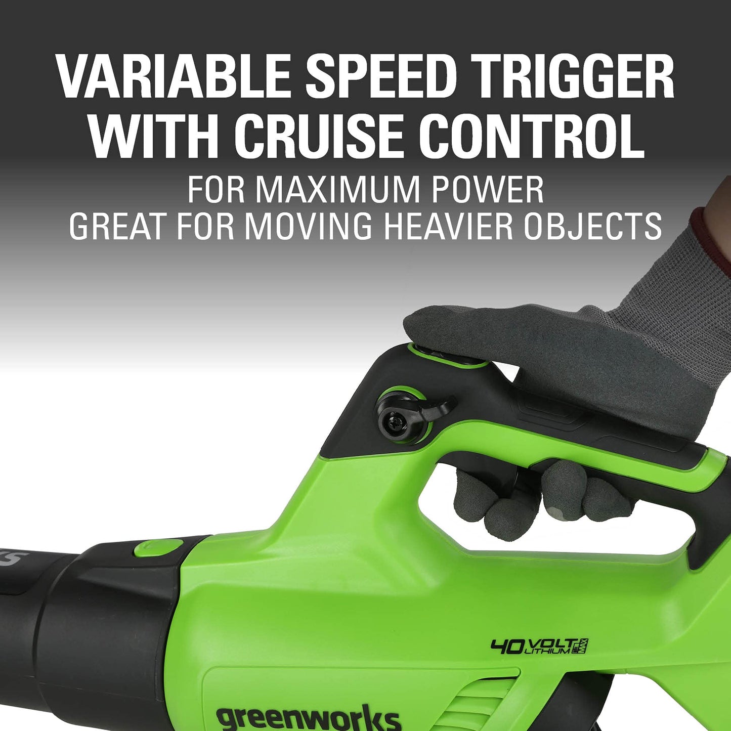 Greenworks 40V (120 MPH / 500 CFM) Leaf Blower, for damp autumn leaves, spring pollen, summer grass clippings, and winter debris across driveways, patios, Includes 2.5Ah Battery and Charger
