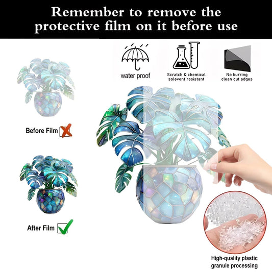 Monstera Plant Colorful Acrylic Hanging Ornament Suncatcher - Effect Glass Imitation Window Hanging Decor, Vivid Garden & Home Ornament, Ideal Gift for Nature Enthusiasts 1pcs