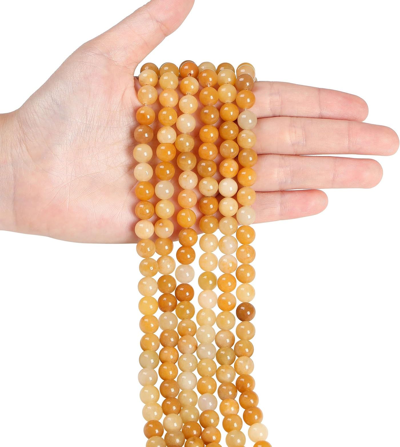 LAIDANLA Yellow Aventurine 8mm Natural Stone Beads Round Loose Gemstone Stone Beads for DIY Bracelet Necklace Earrings Jewelry Making Polishing Genuine Real Beading Crystal 96PCS 2 Strand 32"