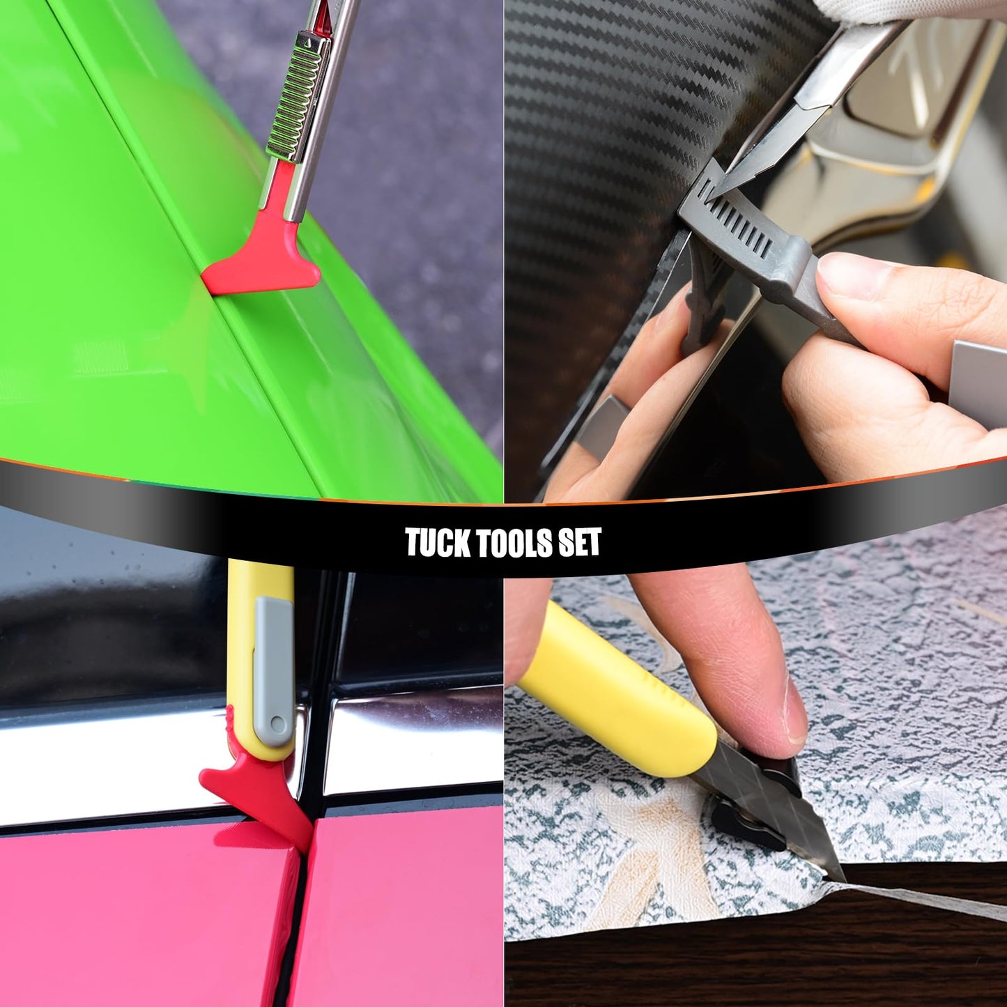 EHDIS Vinyl Tucking Tool 17 in 1 Vinyl Wrap Stick Set with Tool Pounch Car Wrapping Mini Corner Squeegee Curves Slot Vinyl Tools for Window Tinting,Vinyl Film Application,Wallpaper Installing