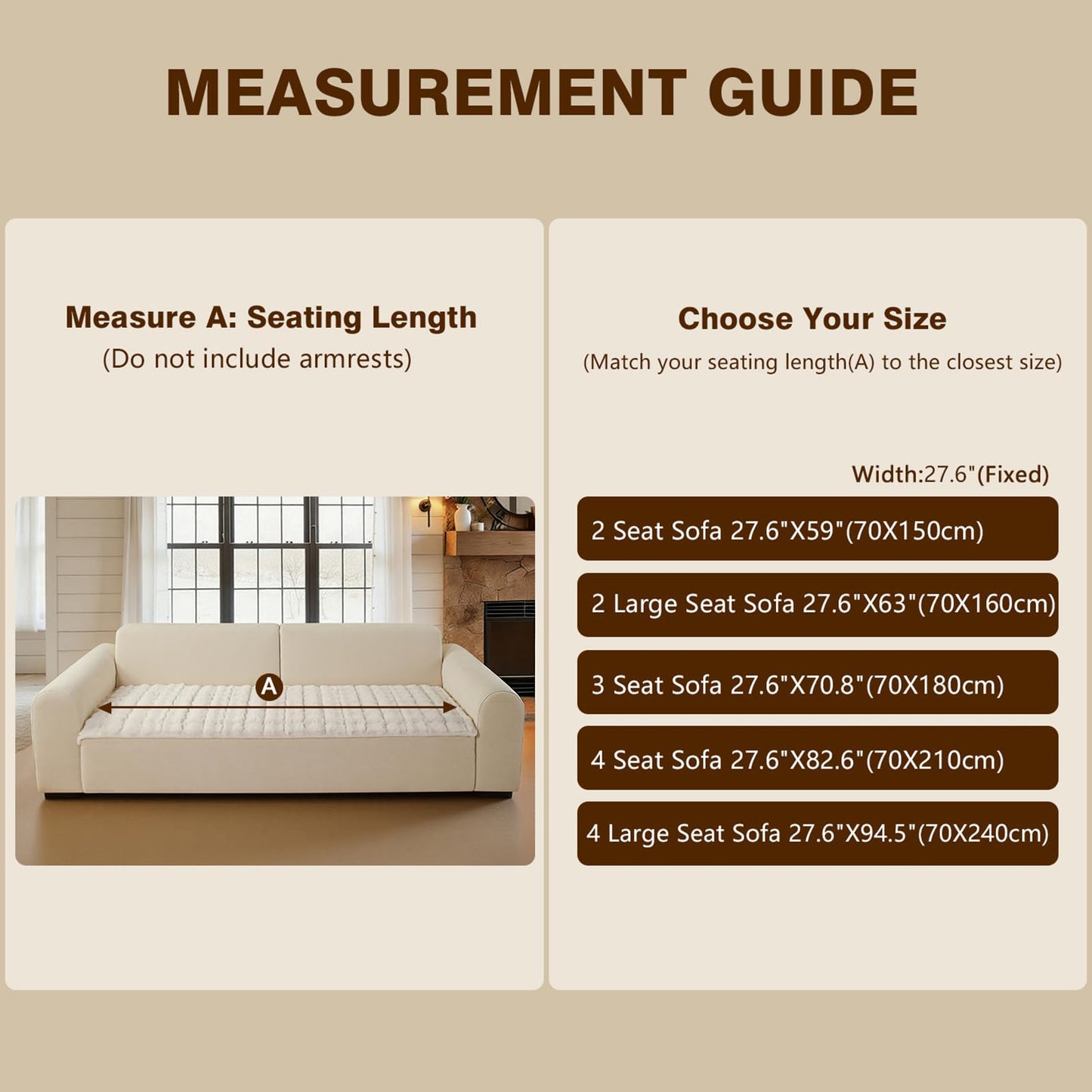 OHSIO Couch Cover for Pets Plush, Non Slip Cozy Sofa Cover Pet Friendly, Soft Thick Fuzzy Sofa Slipcovers for 3 Cushions Washable Couch Sofa Funiture Protector(White,27.6'' x 63'')