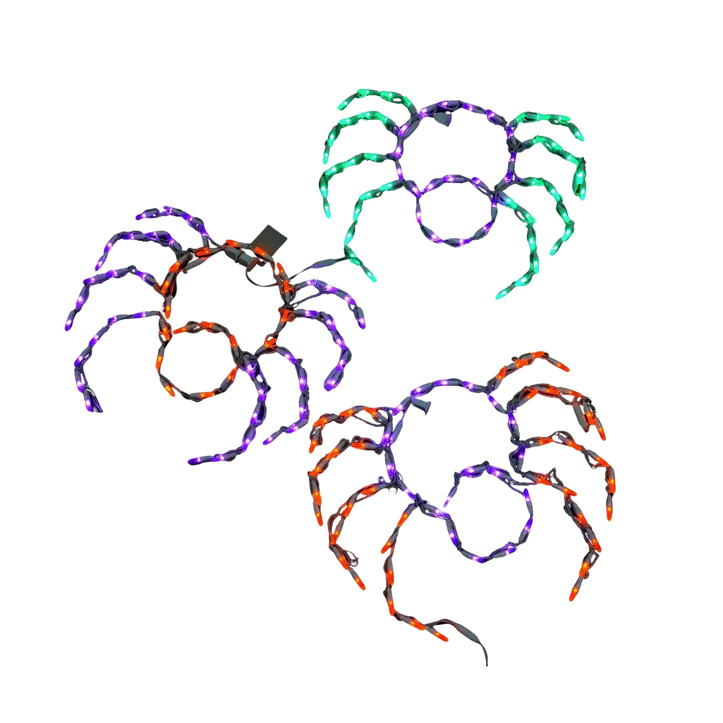 Holiday Bright Lights Small Spiders 3-Pack 15" H x 20" W LED Lighted Outdoor Halloween Décor Green, Orange, Purple Lights