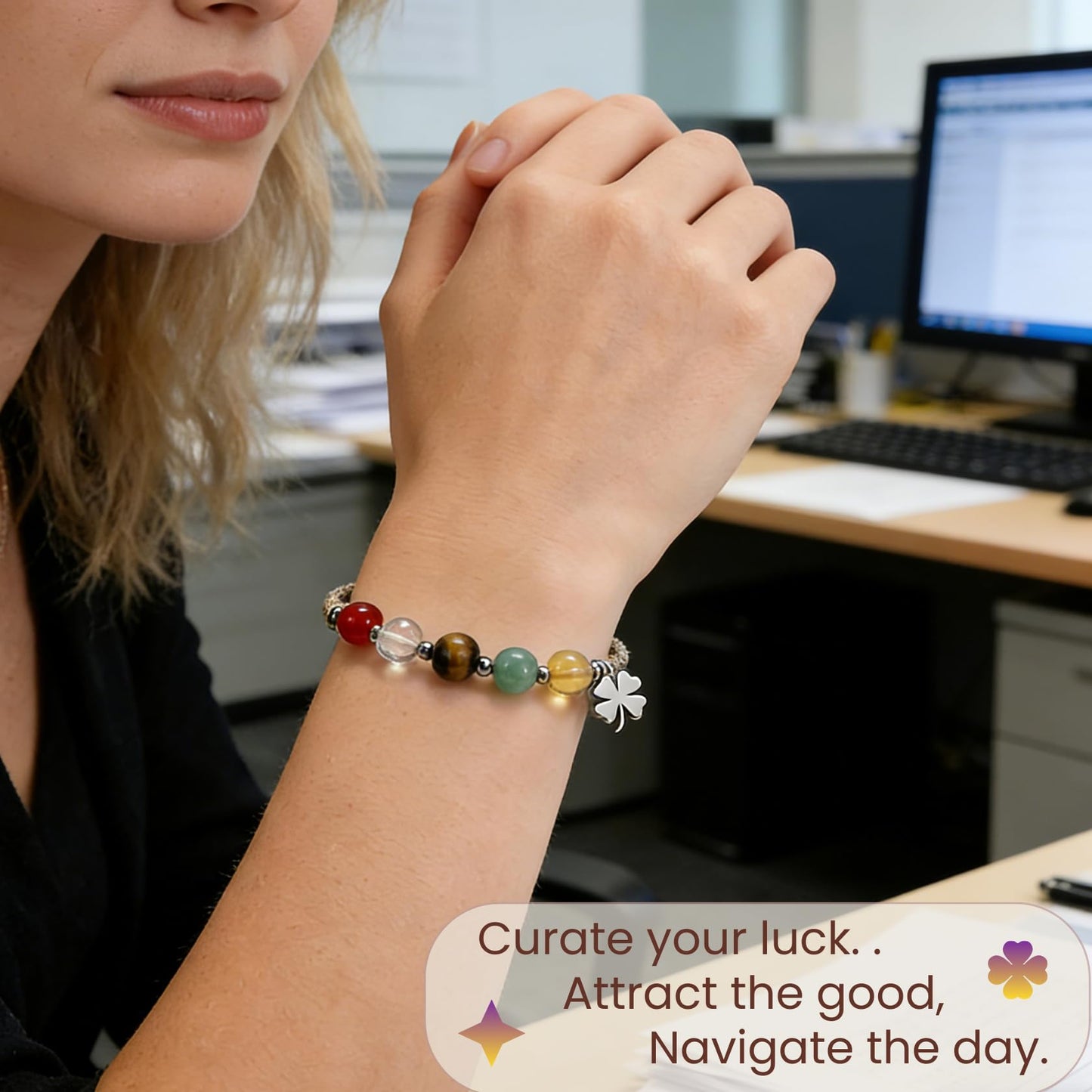 Atminafays Abundance Money Bracelet/Good Luck Bracelet – 8mm AAA+ Genuine Healing Crystals | Adjustable Feng Shui Jewelry for Men Women | Manifestation for Yoga Meditation (good luck)