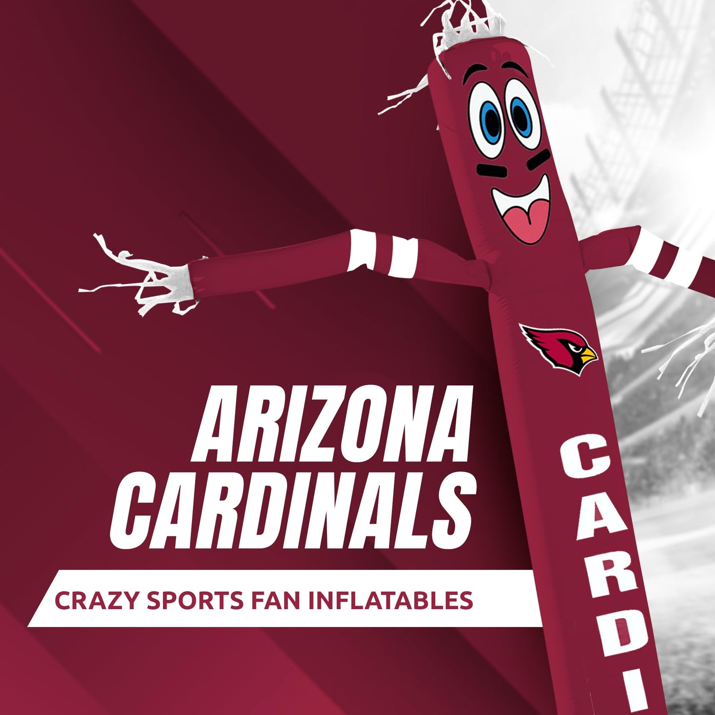 Sporticulture NFL Football Arizona Cardinals Wacky Waving Inflatable Tube Guy with LED Lights & Built-in Blower Air Wacky Dancers NFL Inflatable Tube Man Crazy Sports Fan Outdoor Party Decoration