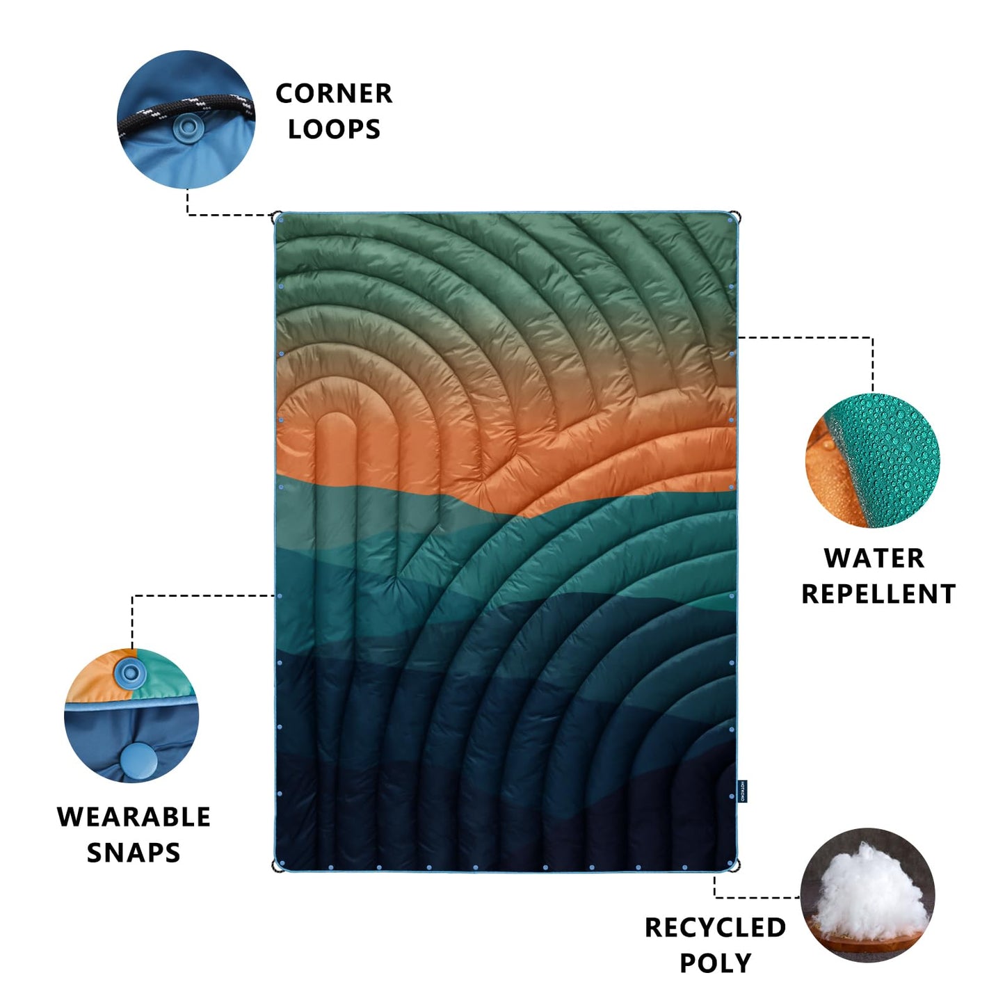 hotkoko Camping Blanket,Lightweight Puffy Camping Blanket Packable Down Camp Blanket for Outdoor,Traveling, Stadium, Hiking, Picnics with Packable Bag