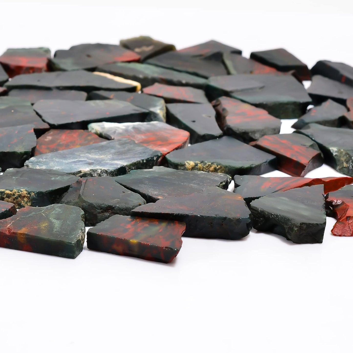 Natural Bloodstone Raw Slice Gemstone- Healing Crystals for DIY Jewelry Making -Loose Natural Cabochon -Perfect for Crafting Unique Jewelry Designs (5 pcs, 25-35 mm)