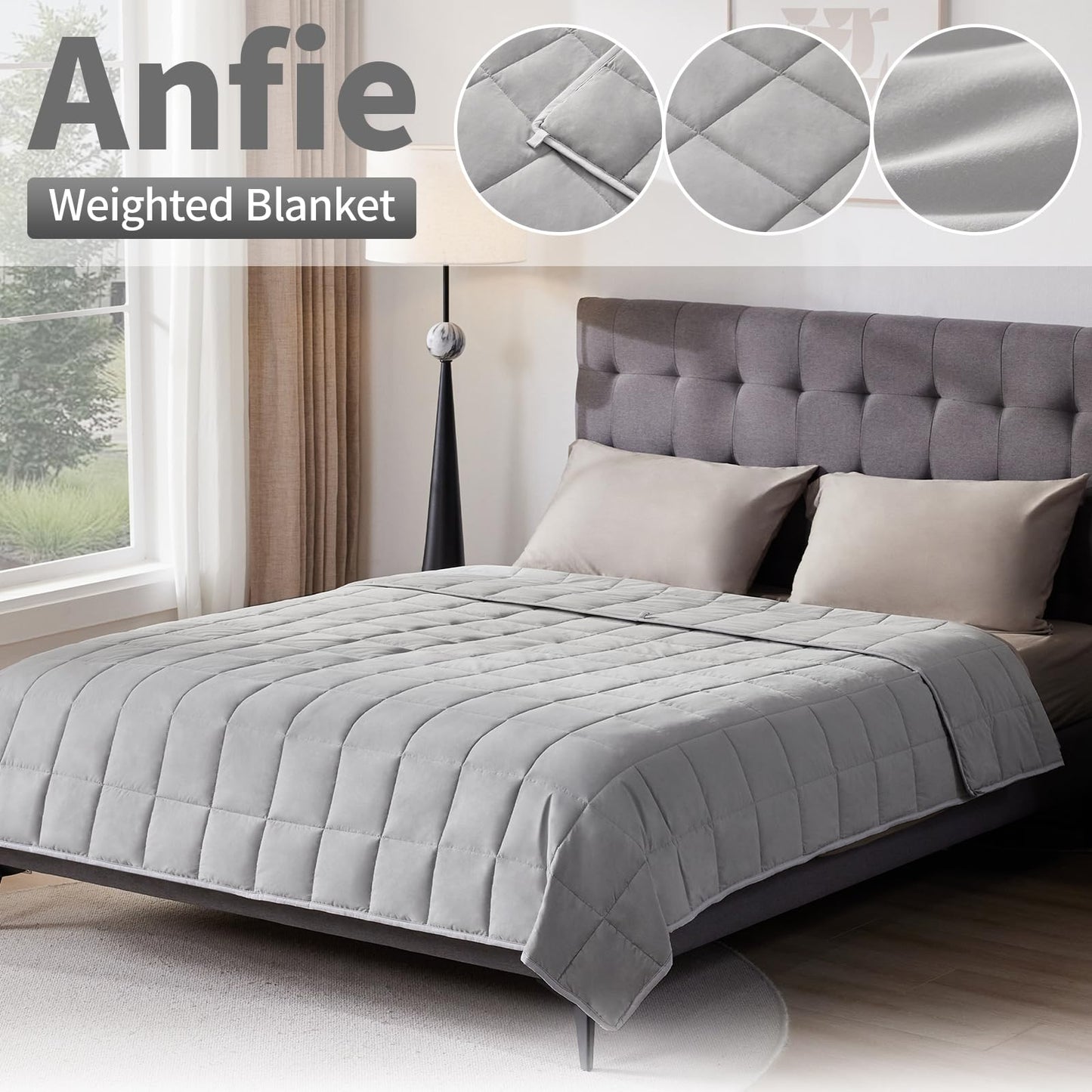 Weighted Blanket Queen Size (60"x80" 20lbs),Ultra Soft and Cozy Cooling Weighted Blanket Queen Size for Adult,Heavy Blanket with Machine Washable Soft Blanket, Stone Grey