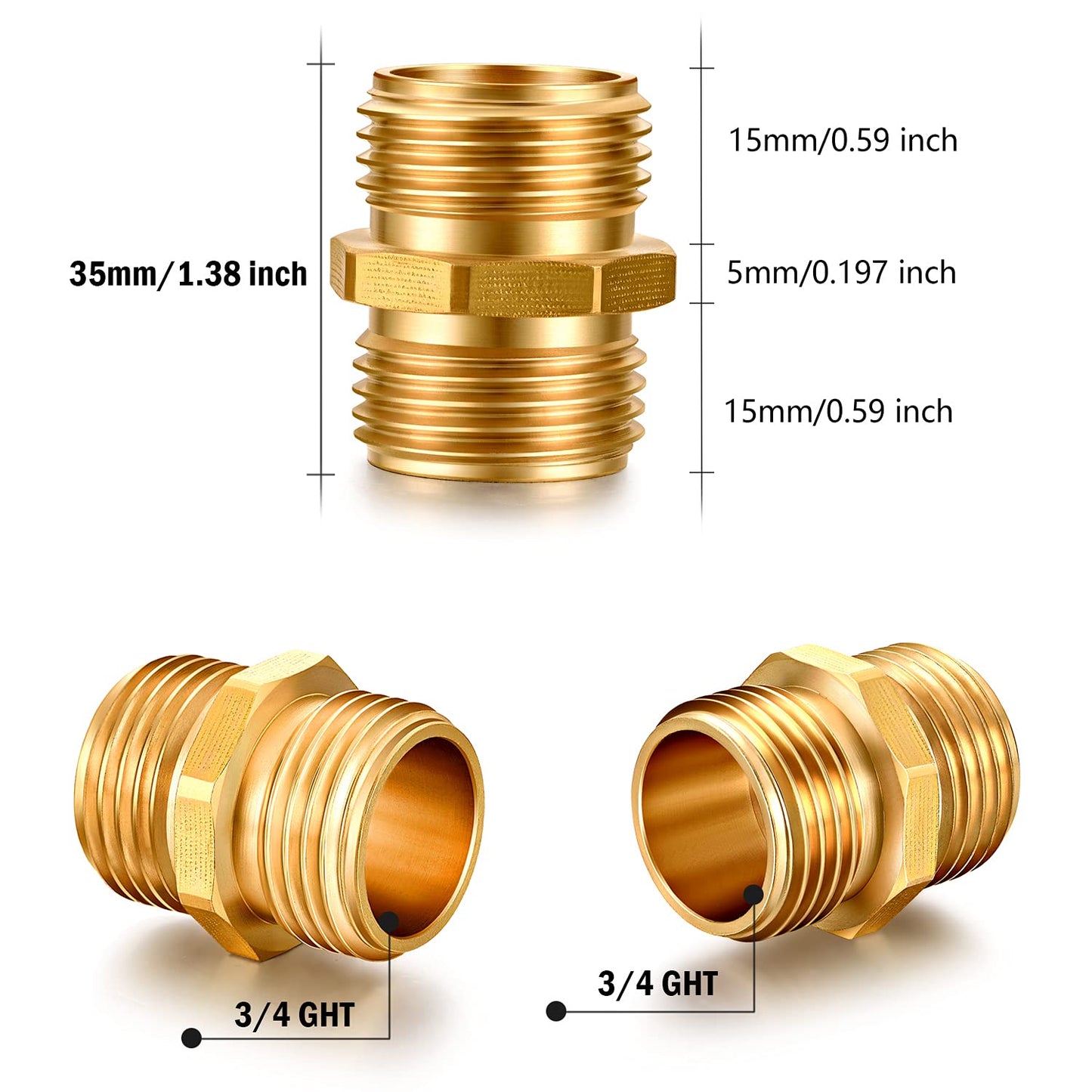 SIGURANTA Garden Hose Connector Adapter, 3/4" GHT Double famale Double male Connectors,Male to Male, Female to Female,(5+5 Pack)