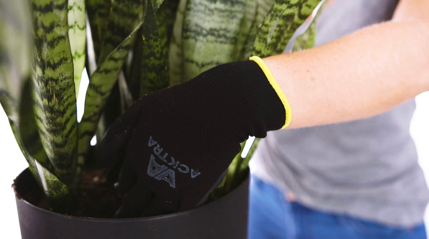 ACKTRA Ultra-Thin PU Safety WORK GLOVES 12 Pairs, WG002 Black/Black, Large