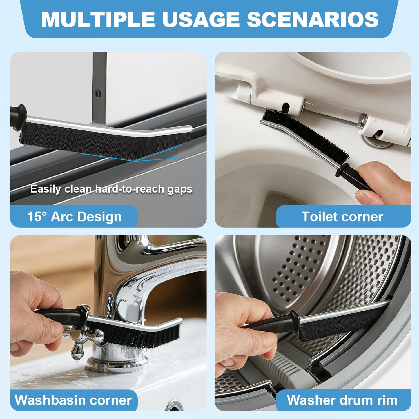 JiedHiur 11Pcs V-Shaped Grout Cleaning Brush Set, with Stiff Bristles Crevice Cleaning Brush and Steel Scraper, Cleaning Supplies for Cleaning Bathrooms, Kitchens, Tiles and Windows