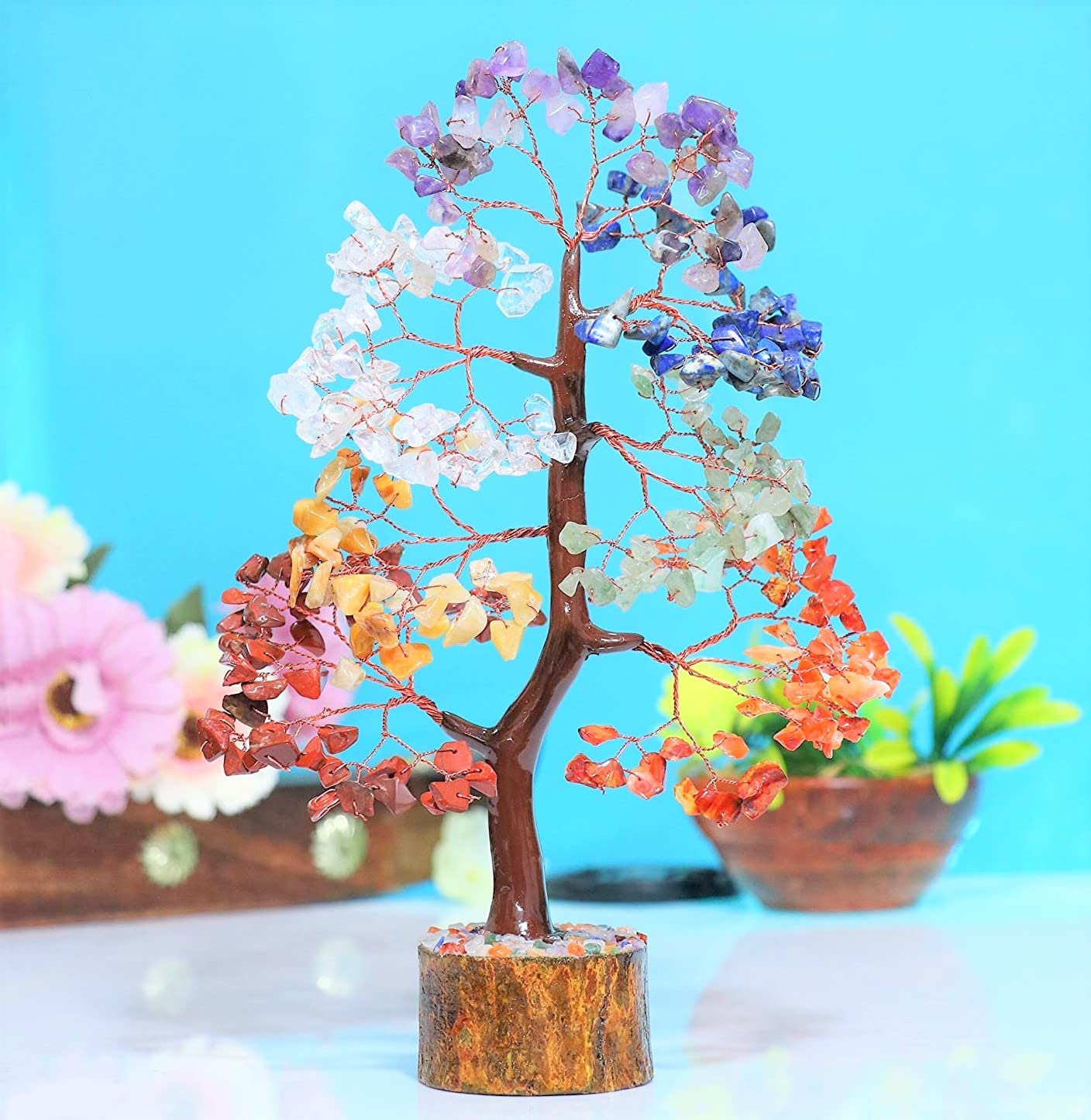 Crocon® Seven Chakra Crystals Tree of Life, Gifts for Women, Men, Sister & Mom, Desk Decor Birthday Gifts, Money Tree Healing Crystals Women Gift Ideas, Housewarming Gift New Home, Sister Presents
