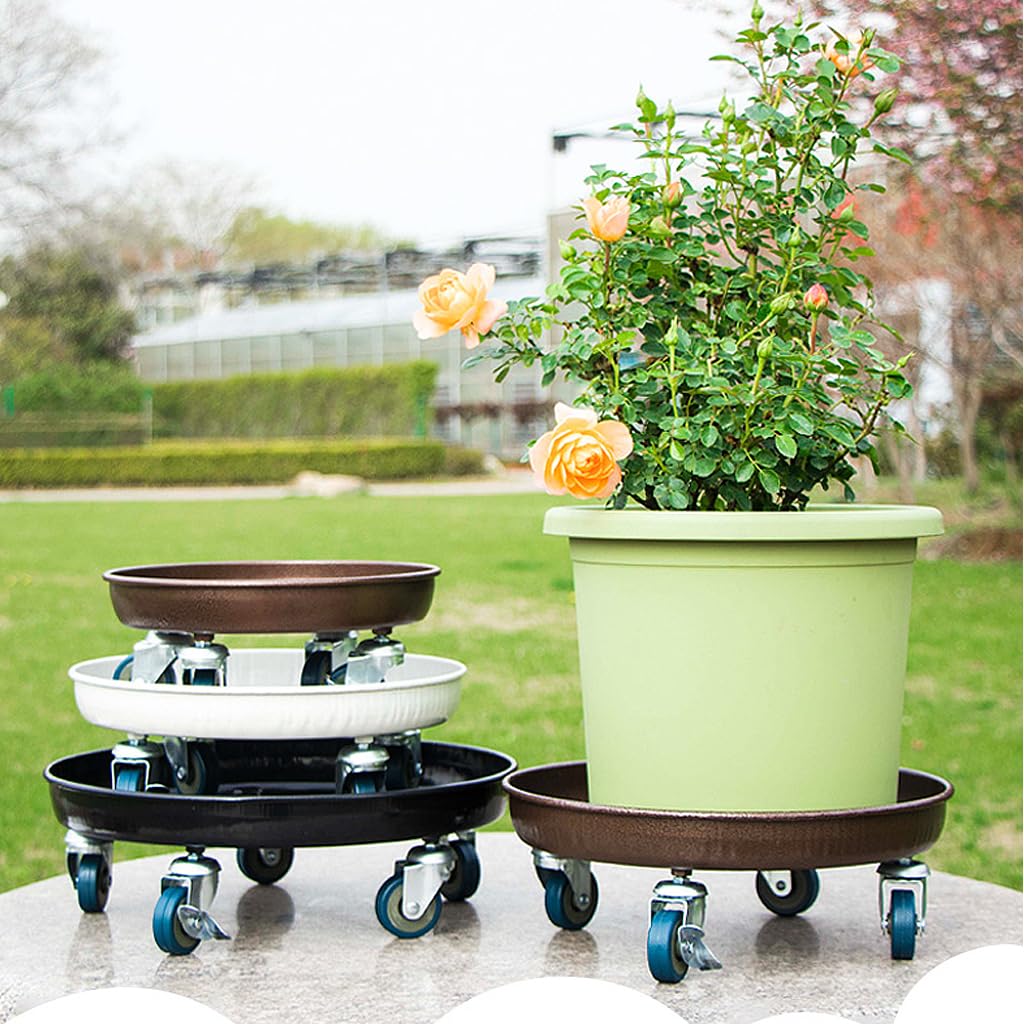 RIAMTGCX Rolling Plant Caddy Dolly with Wheels, 18" Heavy Duty Plant Stand on Casters for Planters, Wheeled Plant Roller Base for Indoor Outdoor Flower Pot, Bronze, 1 Pack