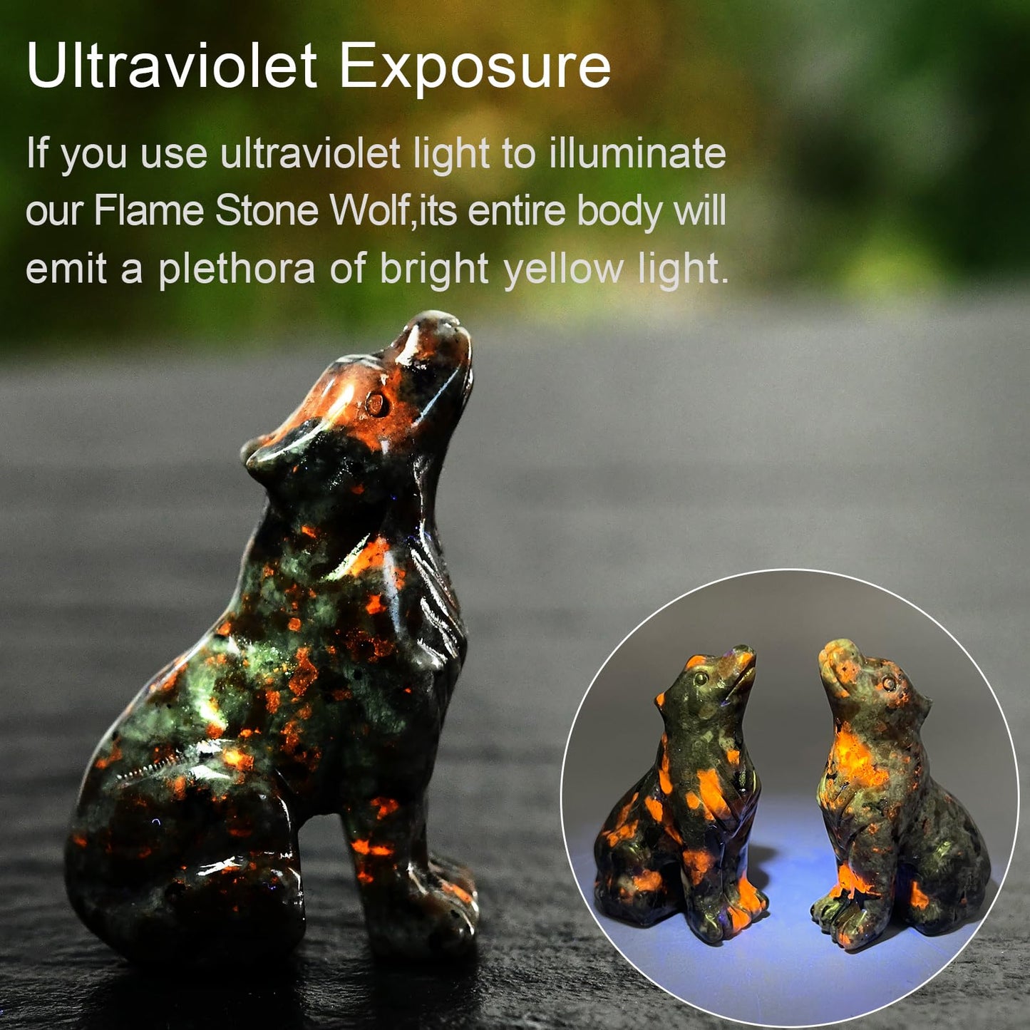 Ytbeoxk 2.1 Inch Flame Stone Wolf Crystal Statue,Gifts Healing Crystal Decor，Wolf Totem Figurines Stone Energy Gemstones, in Bedroom Office Christmas Meditation Gifts for Men Gril Women
