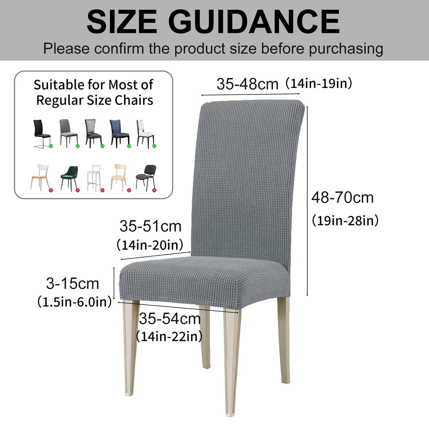 YSTELLAA Chair Covers for Dining Room Set of 4, Stretch Parson Chair Slipcovers Removable Washable Kitchen Chairs Seat Covers,Light Gray