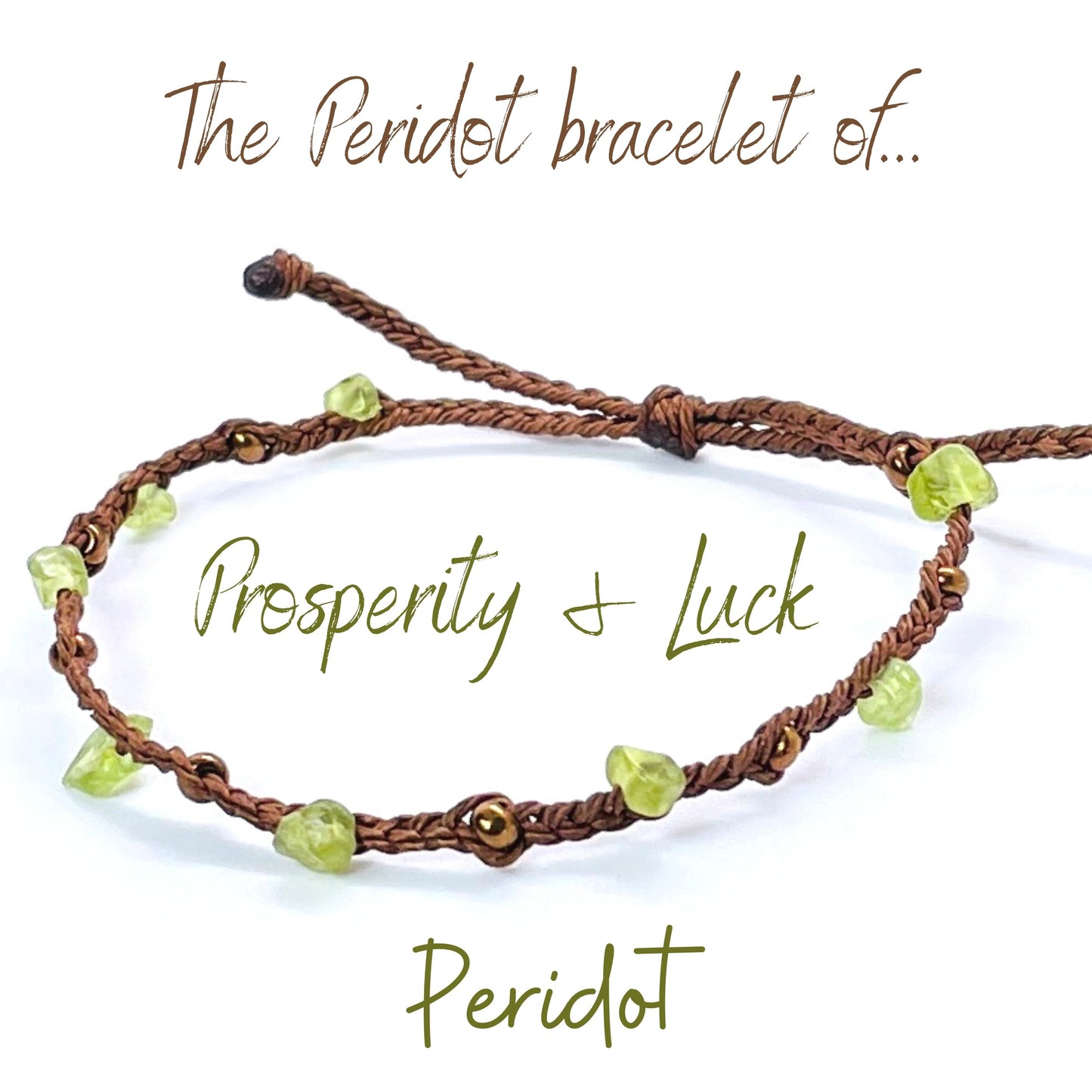 PusSoul Handmade Peridot Small Crystal Bracelet (6.5-7.5'') - Adjustable & Plus Size, Natural Healing Crystal Chips, Waterproof, Chakra Beaded - Unusual Jewelry for Women, Girl & Friendship from