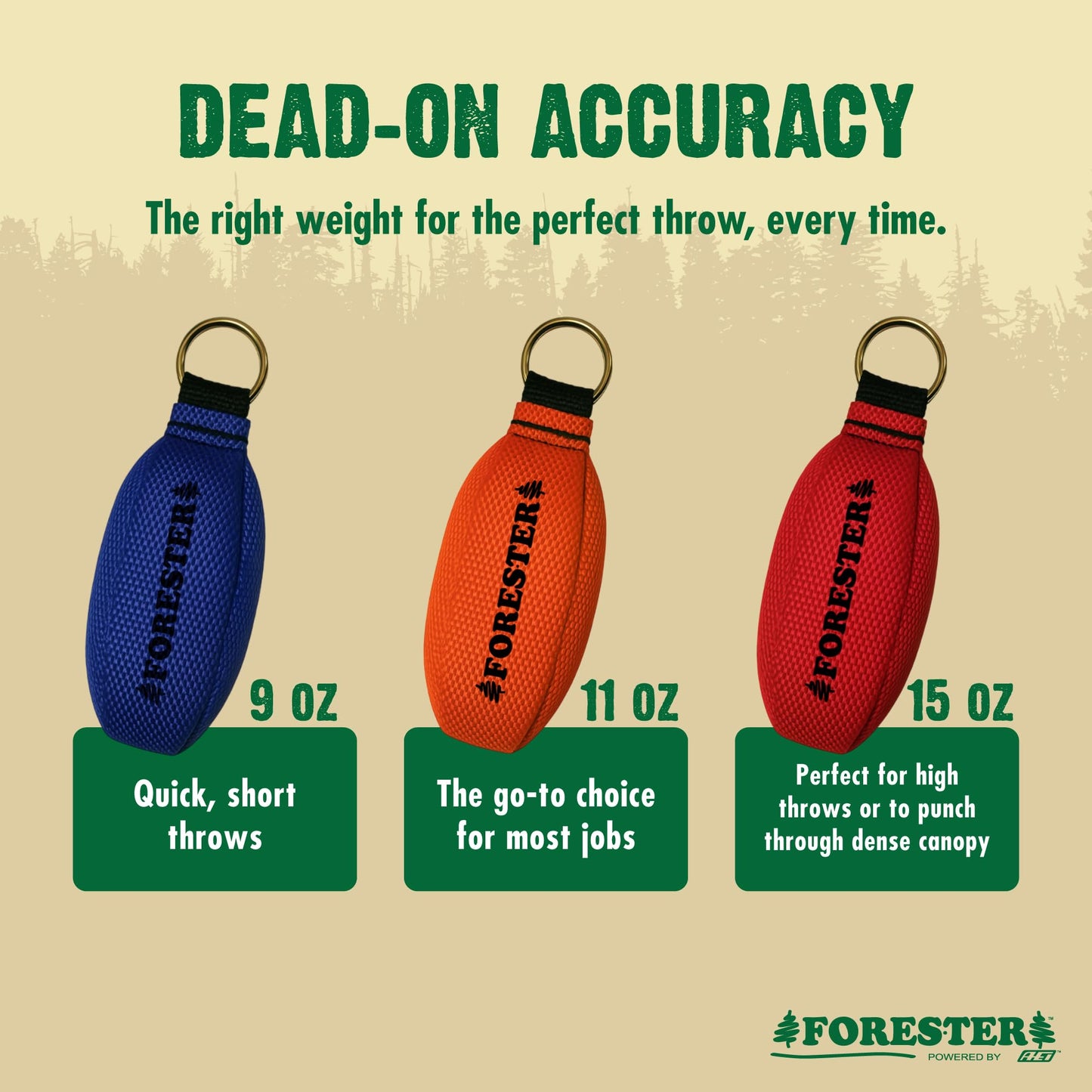 FORESTER 11oz Professional Throw Line Kit with Storage Bag | 150ft Polyethylene Throw Line, Arborist Throw Weight, and Throw Bag