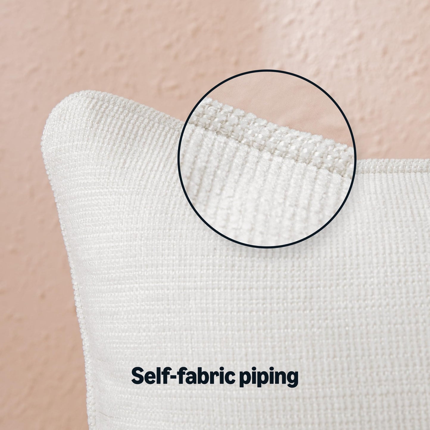 Amazon Basics Faux Linen Throw Pillow Covers with Hidden Zipper Closure, 18 × 18in, White, Pack of 2