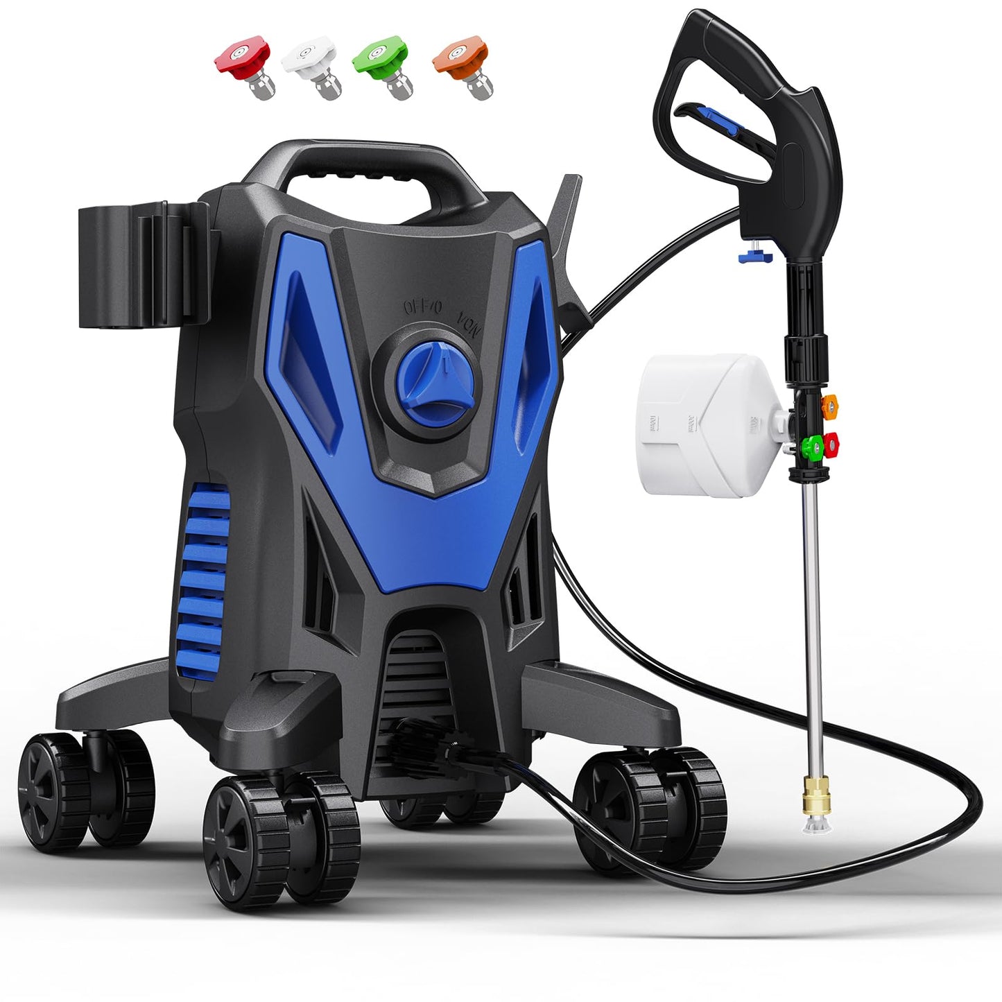 QIOMALA 4800PSI PowerWasher with 4 Quick Connect Nozzles, Foam Cannon for Car, Lane, Patio Cleaning