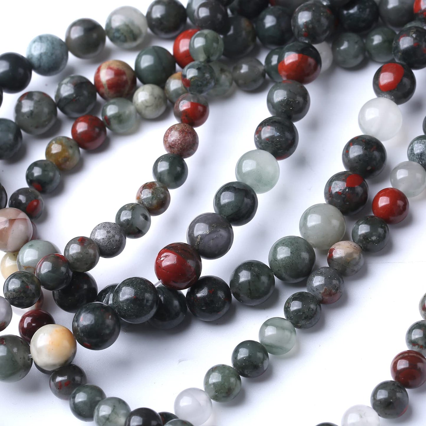 45PCS 8MM Natural African Bloodstone Stone Beads Energy Healing Beads for DIY Jewelry Bracelet Necklace Making for Jewelry Making15Inch
