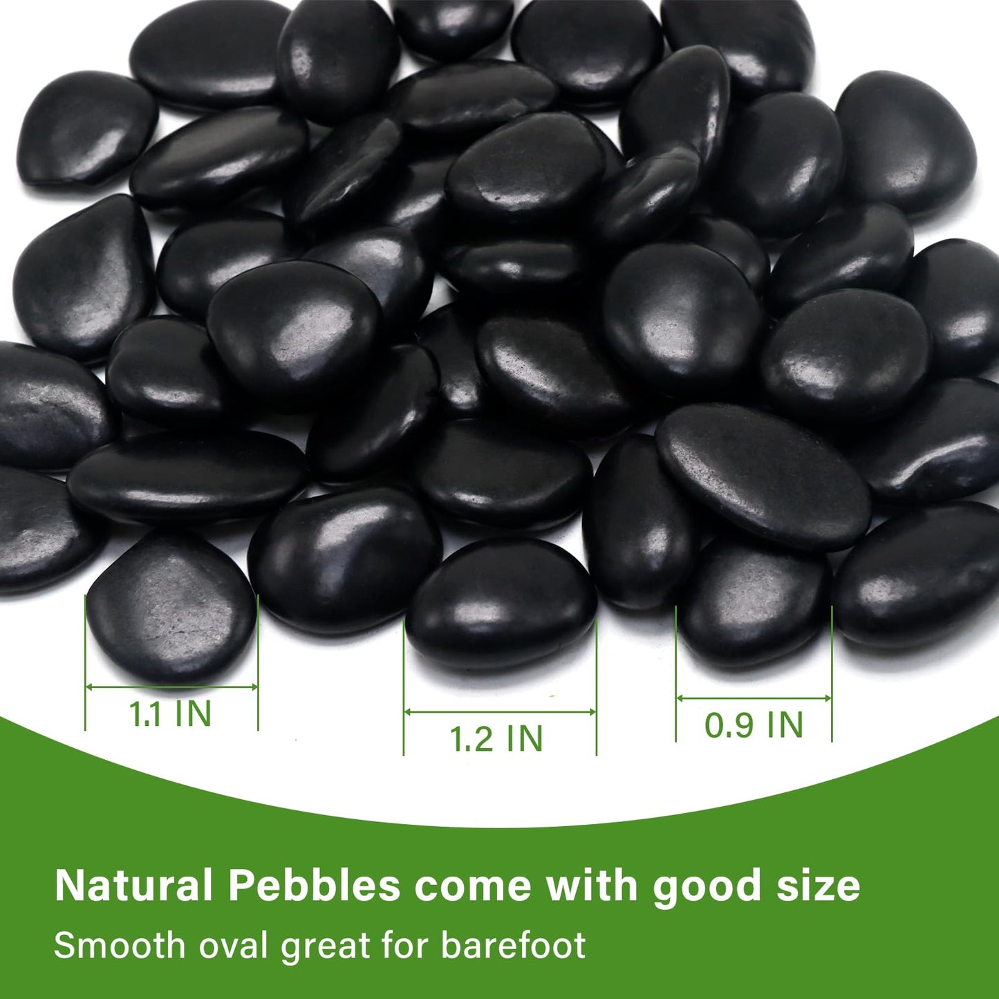 Ausluru 10in River Rock Stepping Stones Set - 6 Pack | Polished Pebble | Long-Lasting PVC Mesh Backing | Perfect for Garden Paths and Lawns Outdoor Landscaping Decoration | Black Circle