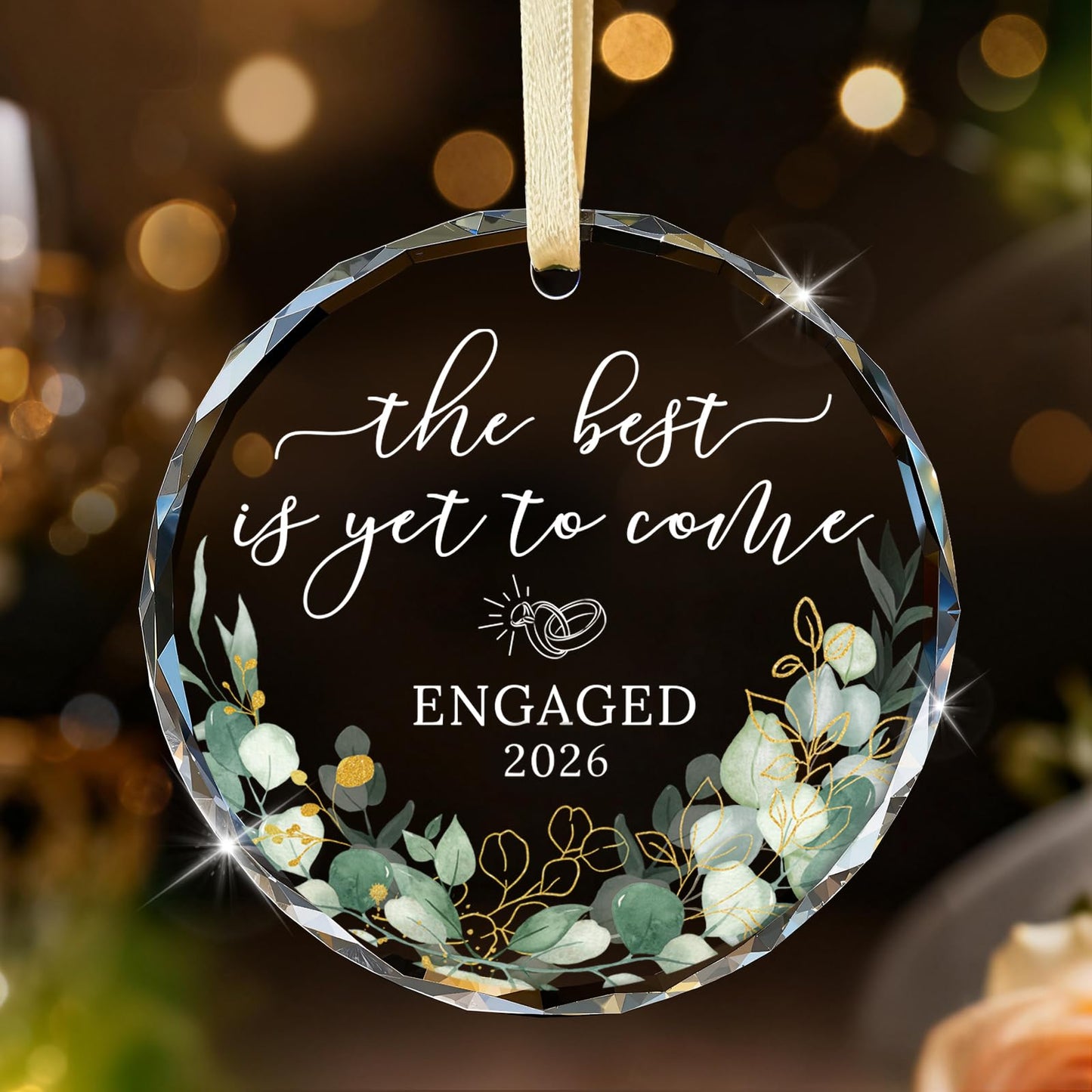 Emibele Engagement Gifts for Couples, Crystal Glass Engagement Gift for Newly Engaged Couples, Fiancee, Fiance, Just Engaged Decorations Bride to Be Gifts for Her, Round Crystal Ornament 2026