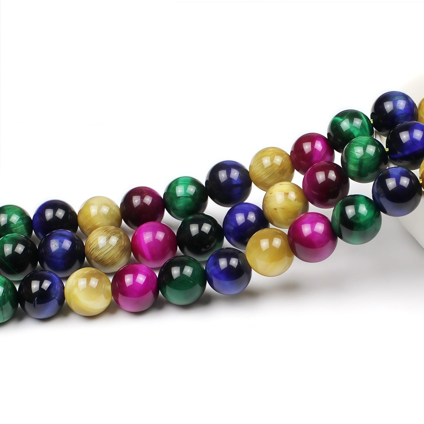 MJDCB Stone Beads 8mm 43pcs Round Mixed Color Tiger's Eye Loose Gemstone Bead Charms for Jewelry Making Bracelet Necklace Earring Pendant