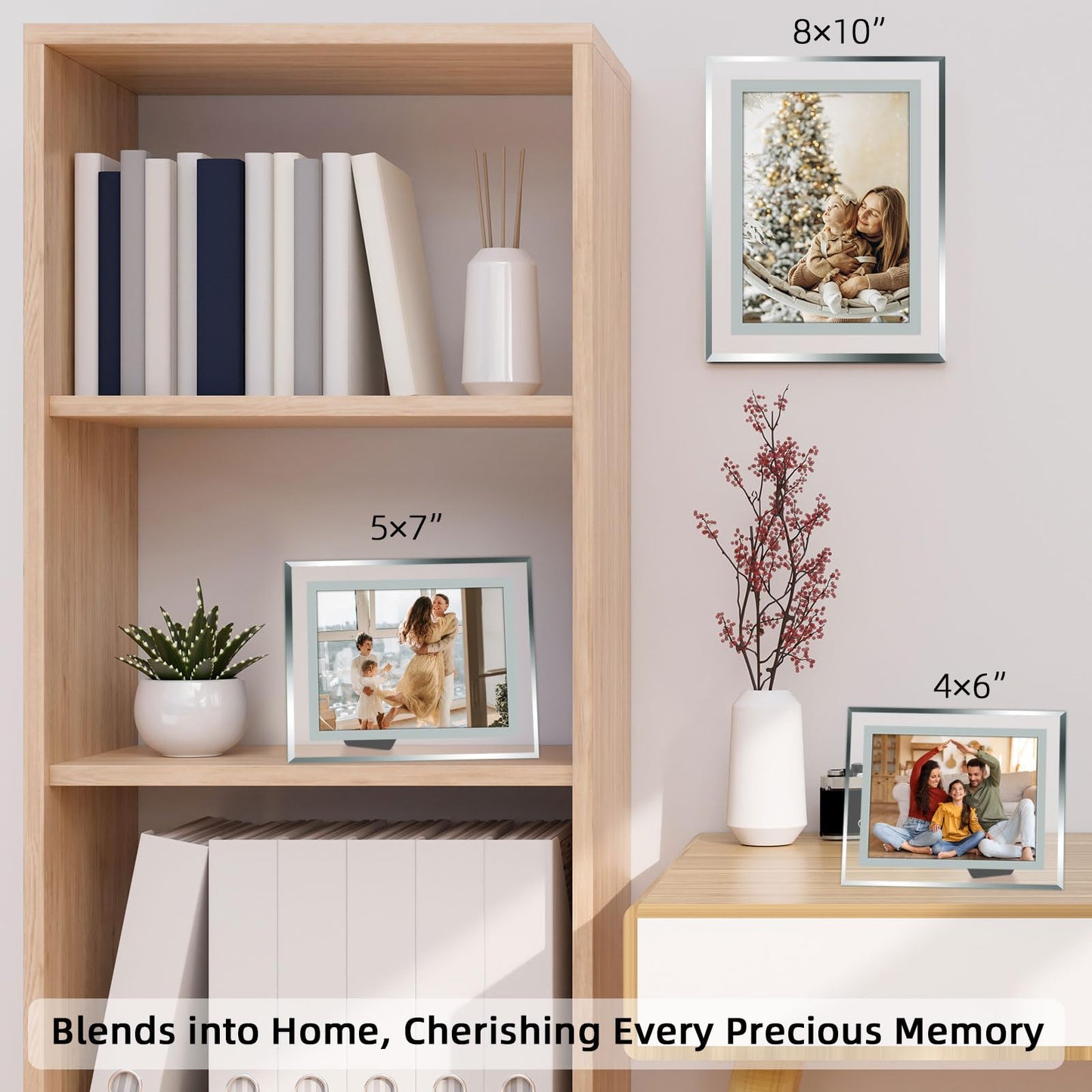 Vienrose 4x6 Picture Frame Set of 2, Clear Glass Photo Frames with Silver Edge, Horizontal or Vertical Display for Tabletop, Desk, Home, Office Decoration