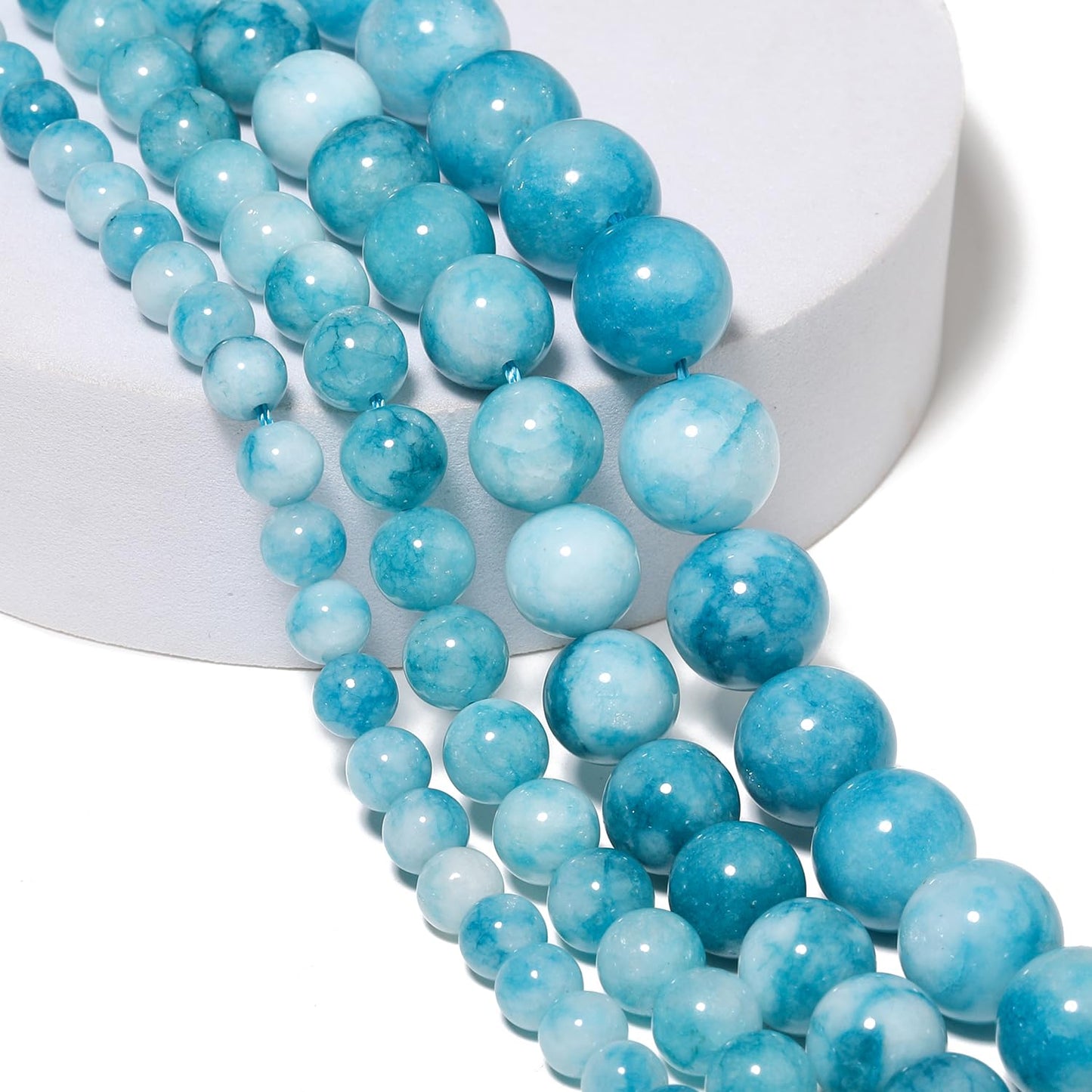 NITOPUPU 10mm 37pcs Natural Blue Jasper Stone Beads for Jewelry Making Supplies, Round Crystal Beads for Bracelets Necklace DIY Crafts