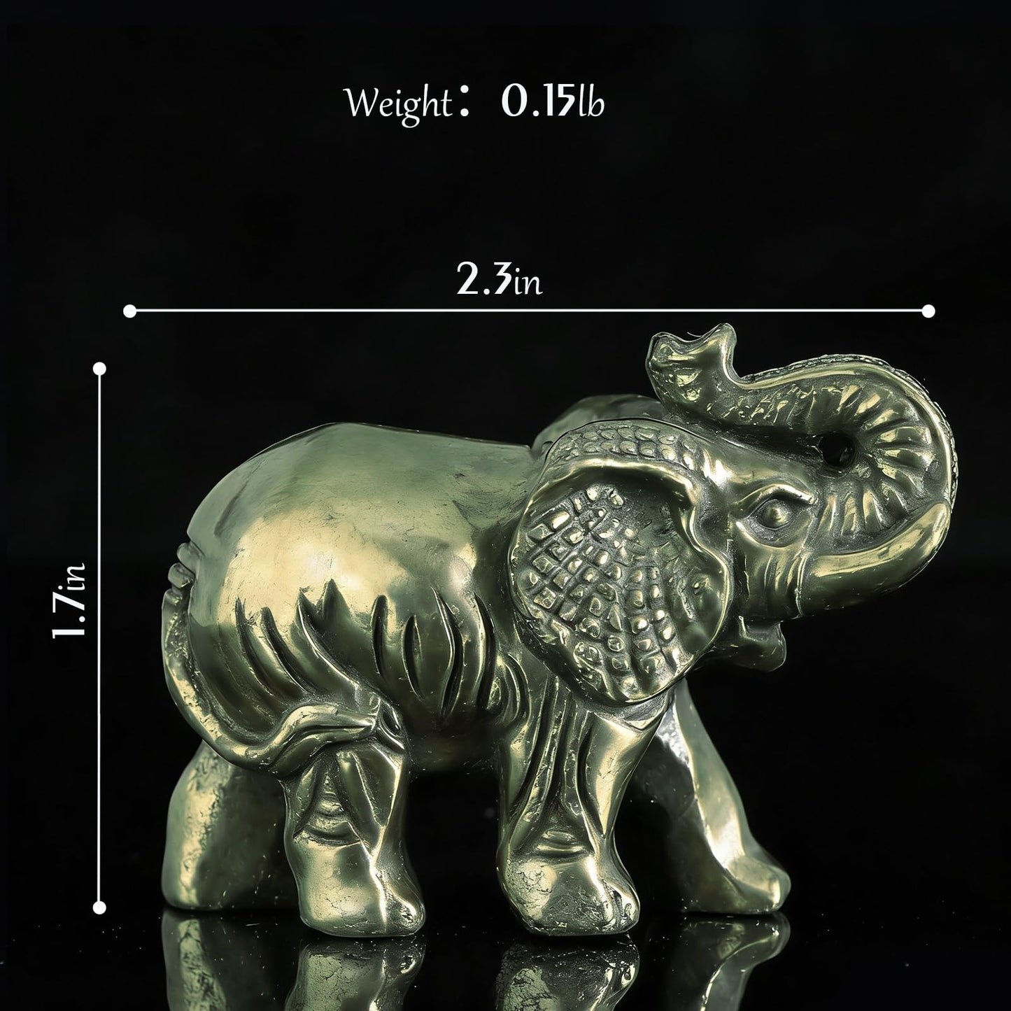 Hxswkk 2.5" Pyrite Crystal Elephant Statue - Hand Carved Healing Craft Home Office Decor & Gifts
