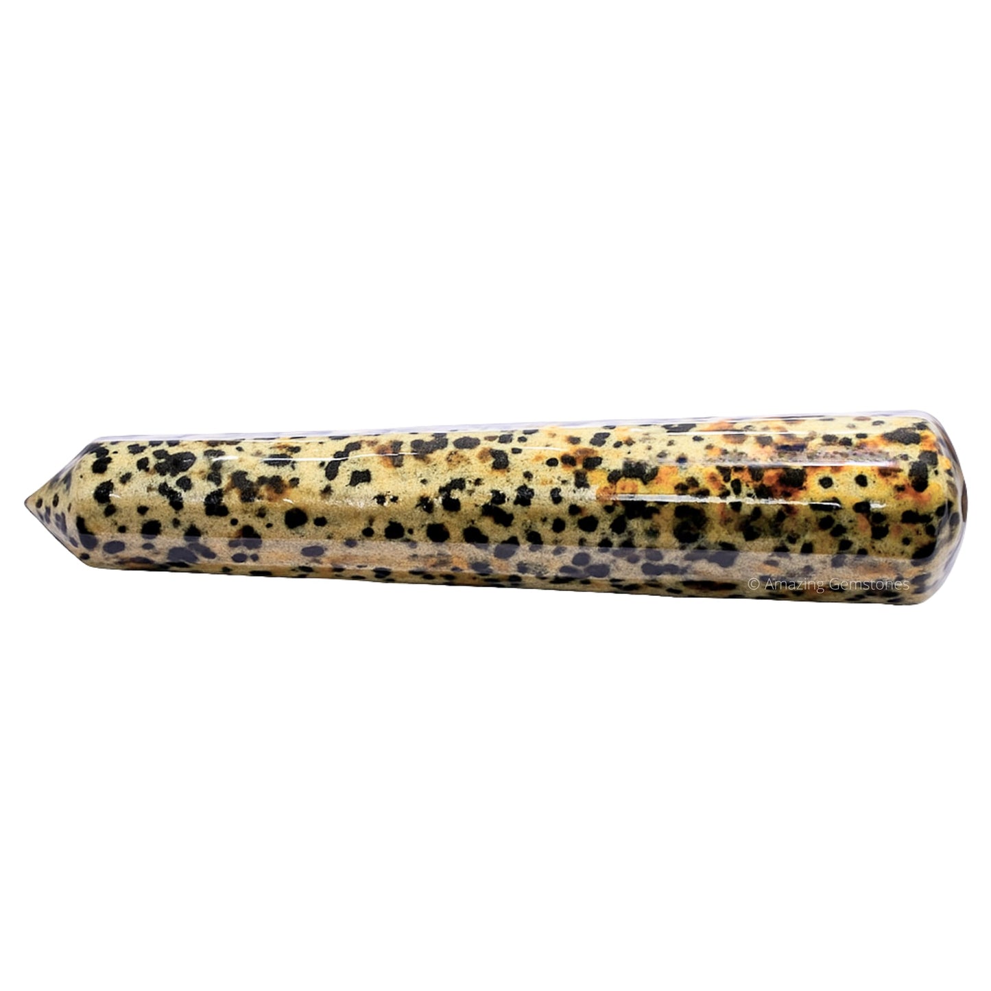 Amazing Gemstone Dalmatian Jasper Crystal Wand Massage Stick - Pelvic Wand Gua Sha for Adults - Crystals and Healing Stones Massage Wands for Adults Gifts (Pointed)