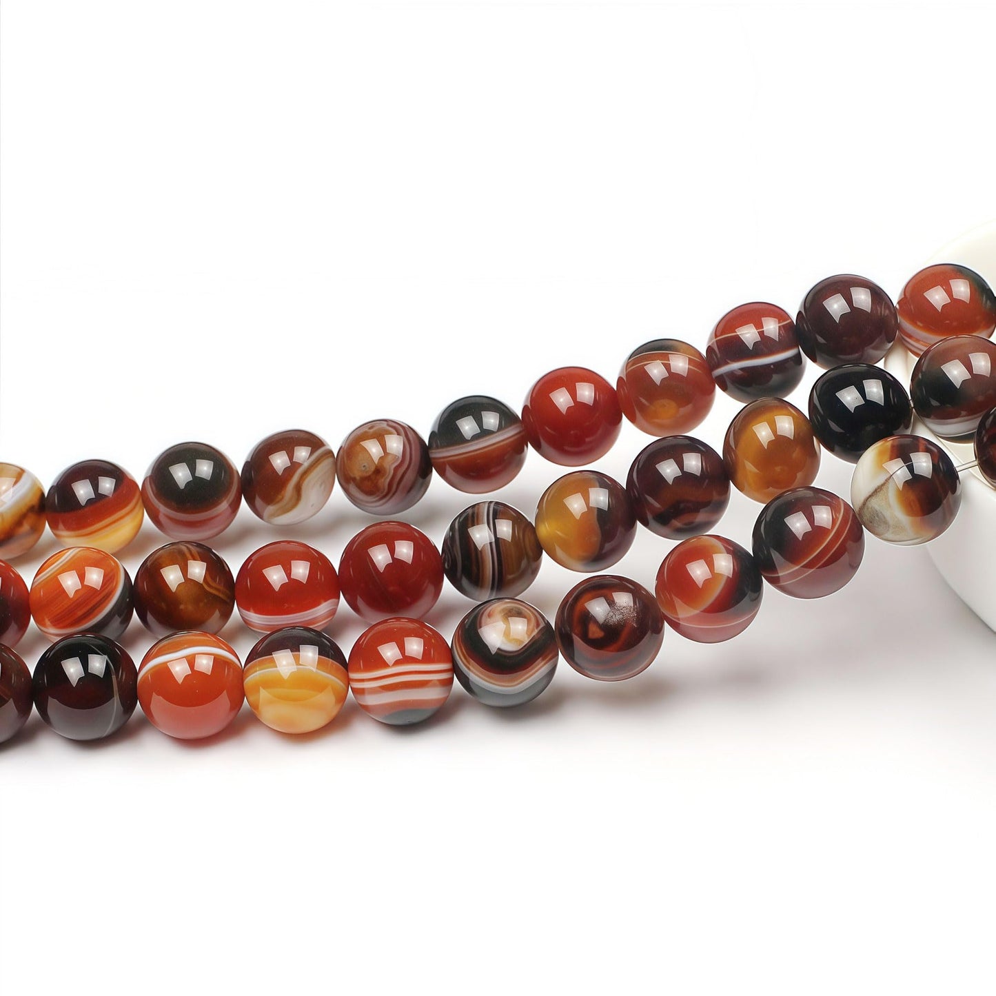 MJDCB Red Coffee Agate Beads Natural Agate Stone Round Loose Beads Ball Handmade Jewelry Bracelet Making DIY (6mm)