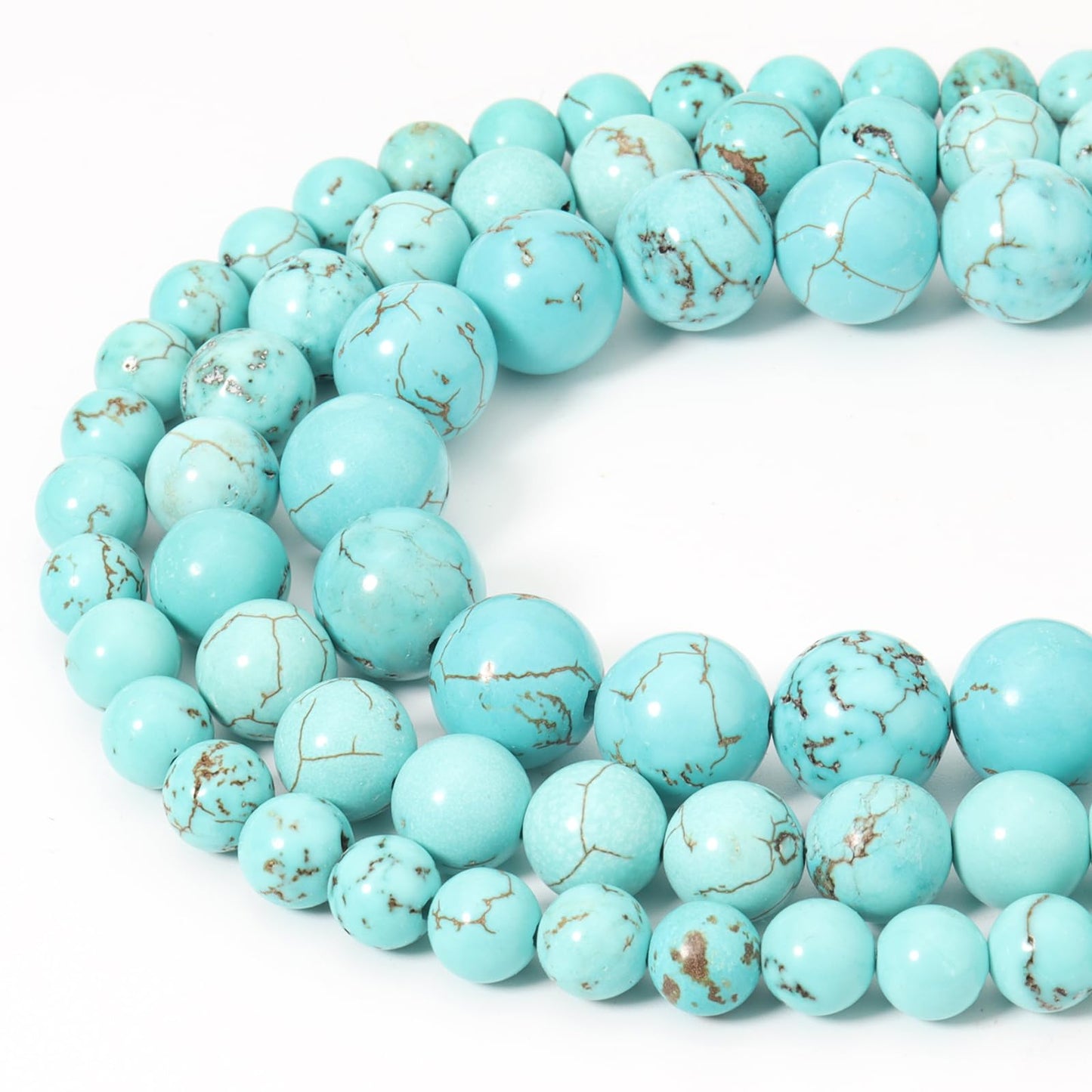 Siomia 45pcs 8mm Natural Blue Turquoise Gemstone Beads Energy Healing Crystal Round Loose Stone Beads for Jewelry Making, DIY Bracelets Necklaces