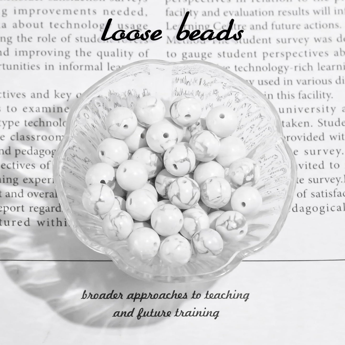 4mm Natural Gemstone Round Small Beads for Jewelry Making White Howlite Crystal Beads for Bracelets Neacklaces Earrings Craft Making Supplies (15"/Strand)