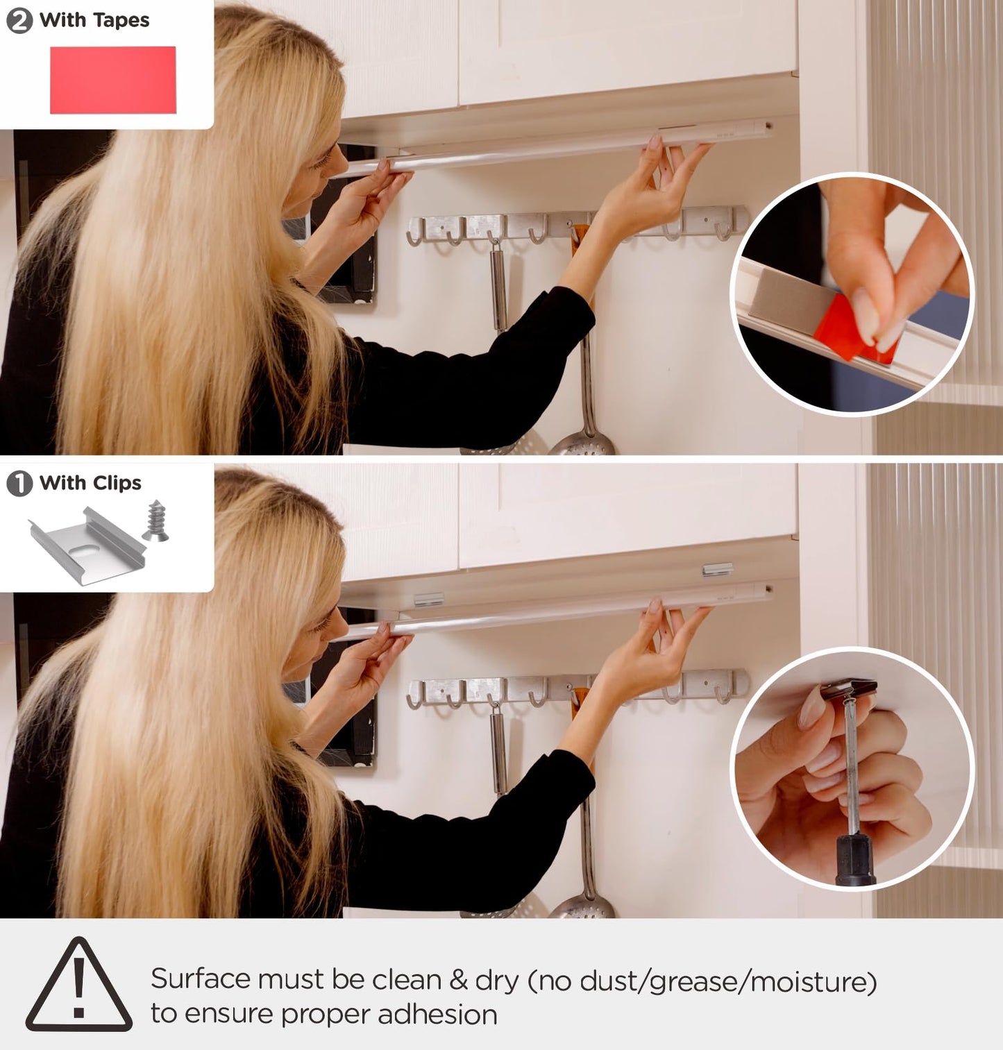 Under Cabinet Lighting Plug in 12in 1Pack AC120V 3CCT 3000/4000/5000K, Super Bright,Linkable Under Counter Lights for Kitchen, Ultra Slim LED Cabinet Light,ETL White