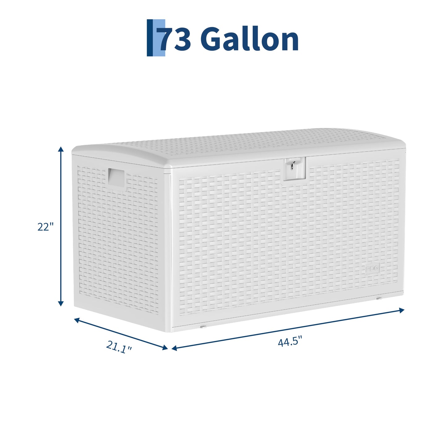 73 Gallon Waterproof Large Resin Deck Box Indoor Outdoor, Lockable Storage Container for Patio Furniture Cushions, Throw Pillows, Garden Tools, and Pool Floats, White