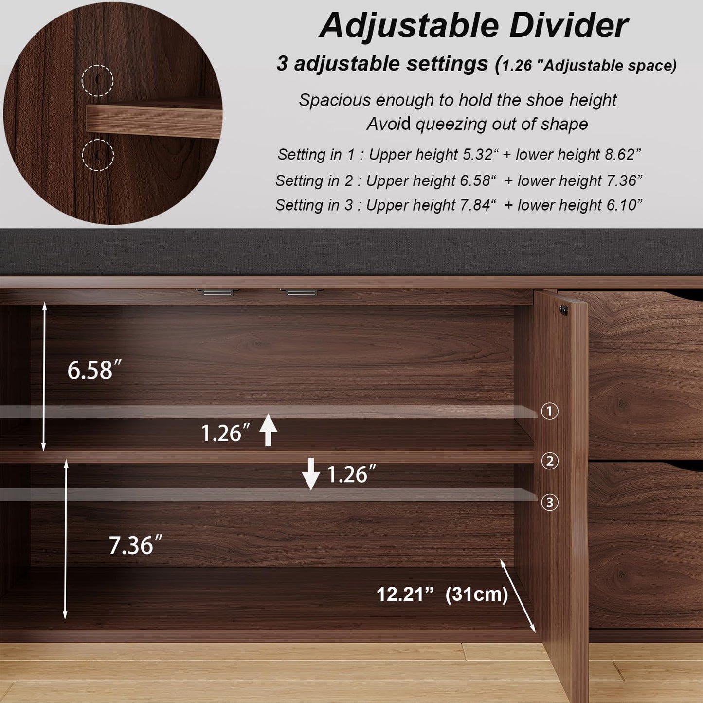 LVB 40” Entryway Storage Bench with Padded Seat Cushion, Wood Hidden Shoe Organizer Bench with 2 Drawers Cabinet, Industrial Shoe Bench for Foyer Entrance Living Bedroom, Walnut Oak, 40 inch
