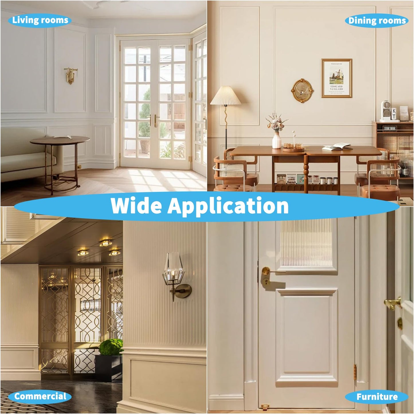 Art3d Pre-Cut Wall Molding Set of 6 pcs, Ready-to-Assemble Wainscoting Panels for Interior Wall Décor Living Room Bedroom Accent Wall - Installed with Glue, 3 Top 3 Bottom