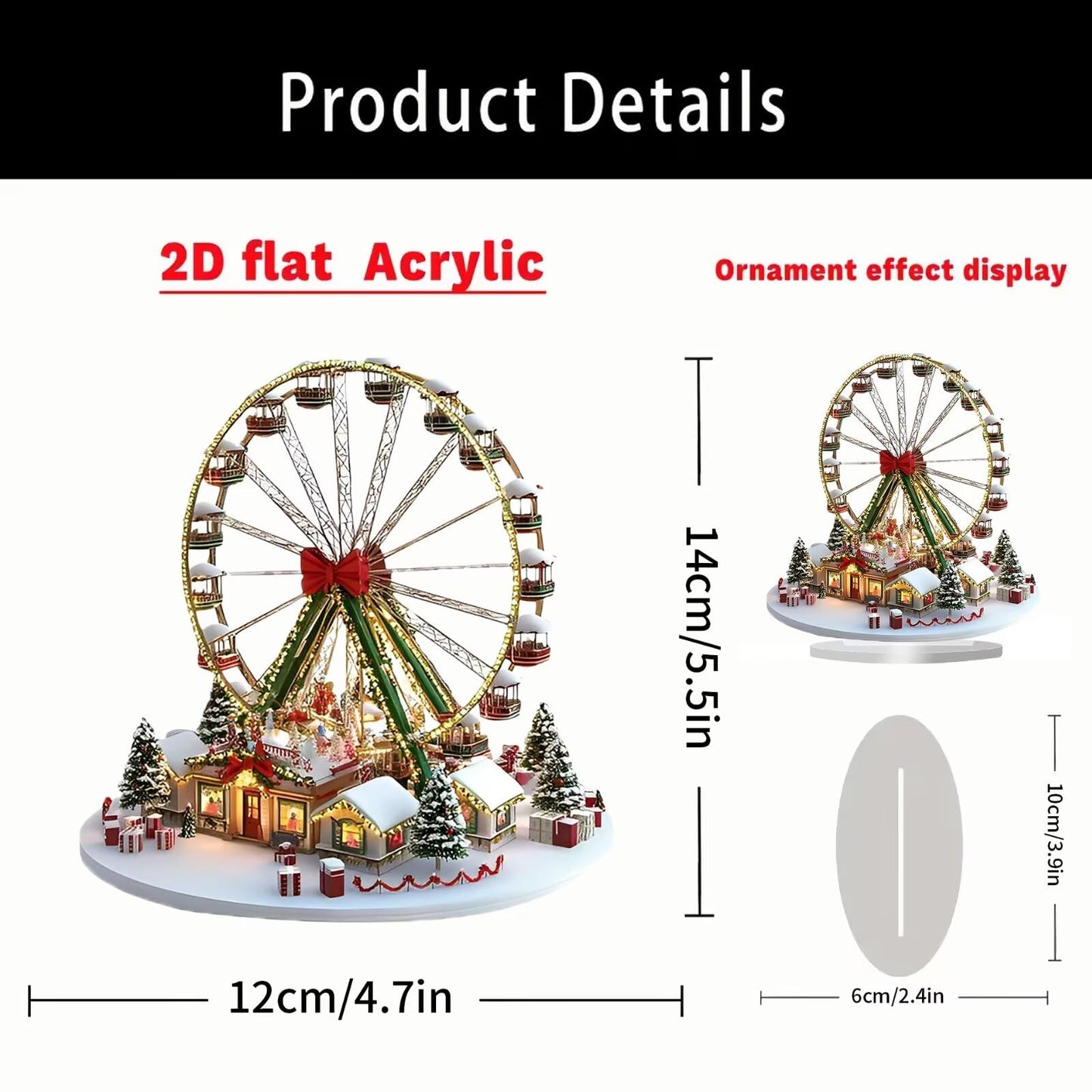 Christmas Ferris Wheel Acrylic Desktop Decoration, Suitable for Home Décor in Living Room or Office. Idea Gift Choice: Halloween, Christmas, Birthday, Anniversary, Valentine's Day, Celebrations