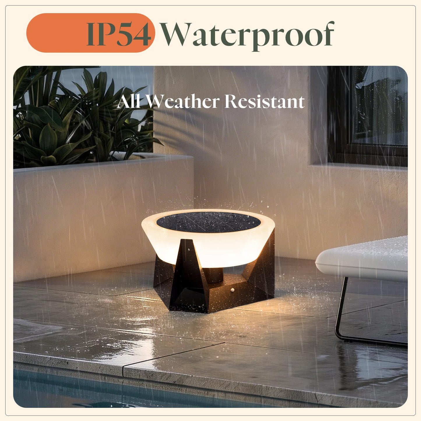 VZVI Solar Floor Lamp, IP54 Large Solar Lanterns Outdoor Waterproof with Remote Control, E26 Dusk to Dawn Floor Lamps Lantern, Modern Design Dimmable Outdoor Lanterns for Porch Deck Patio, 3000K Light