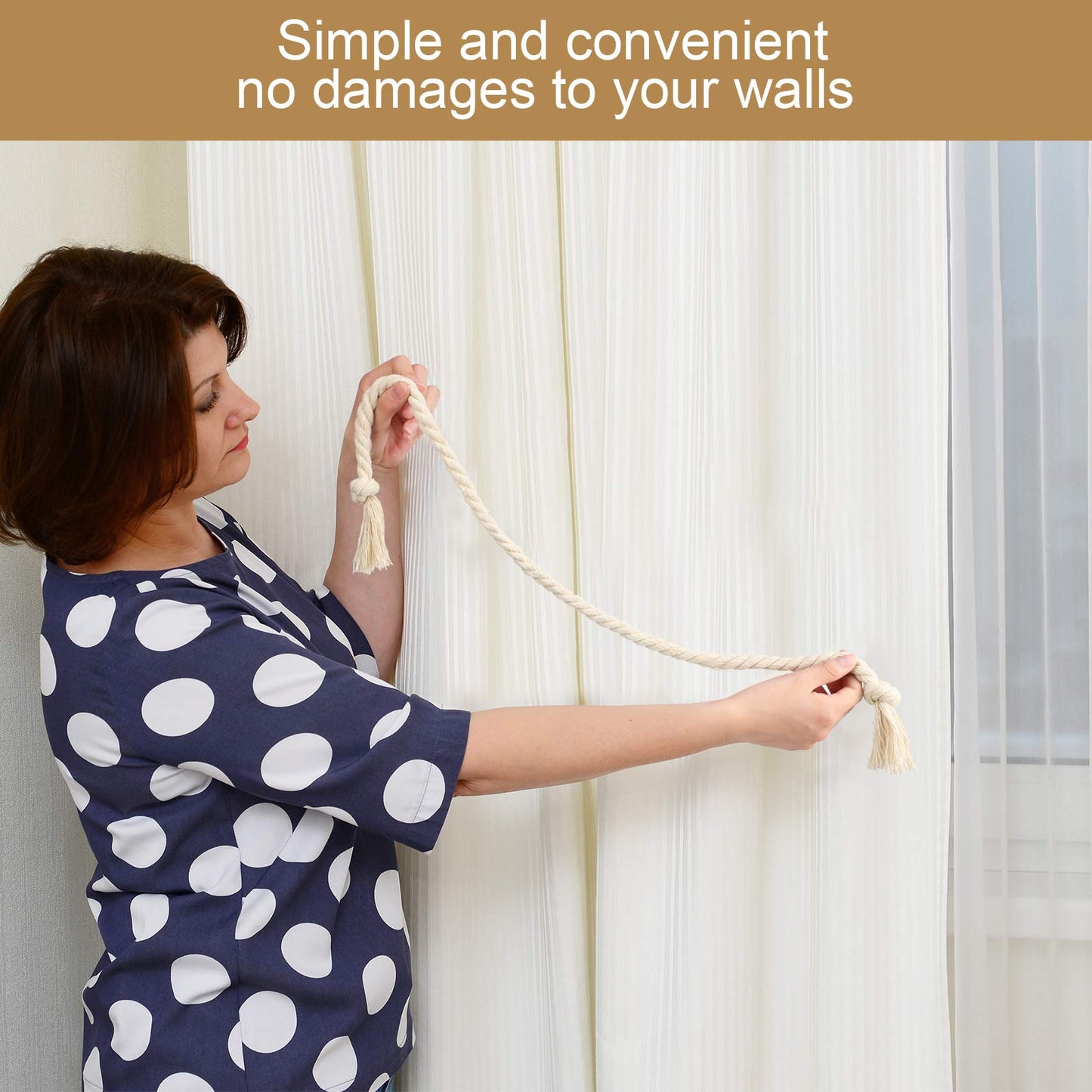 8 Pieces Curtain Rope Tiebacks Curtain Rope Holdback Handmade Curtain Tie Backs Rural Style Curtain Decorative Holdbacks for Drapery Tieback, Window Sheer, Curtain (Beige)